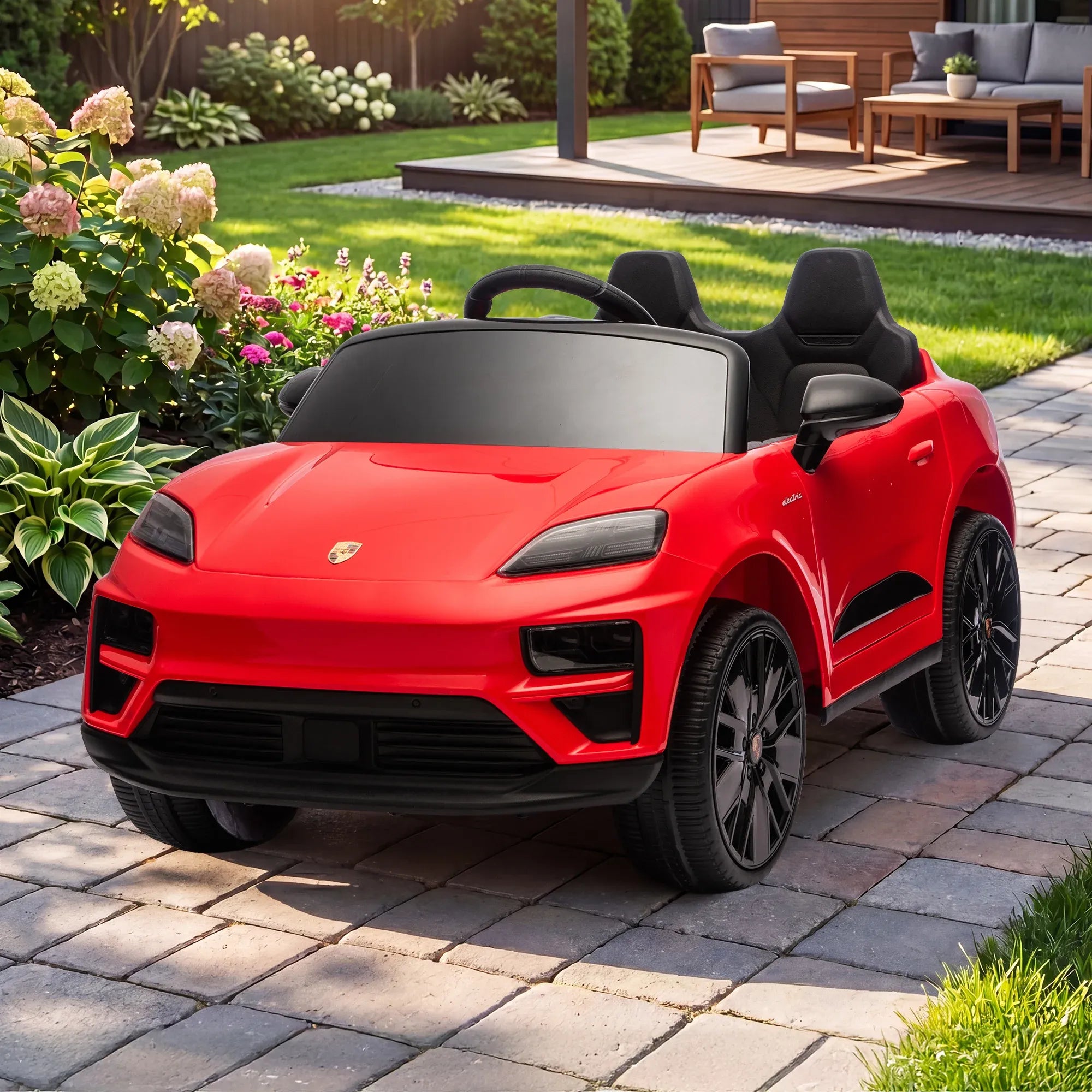 Kahuna Red Porsche Macan Turbo EV Kids Ride On Car 12V Electric Car