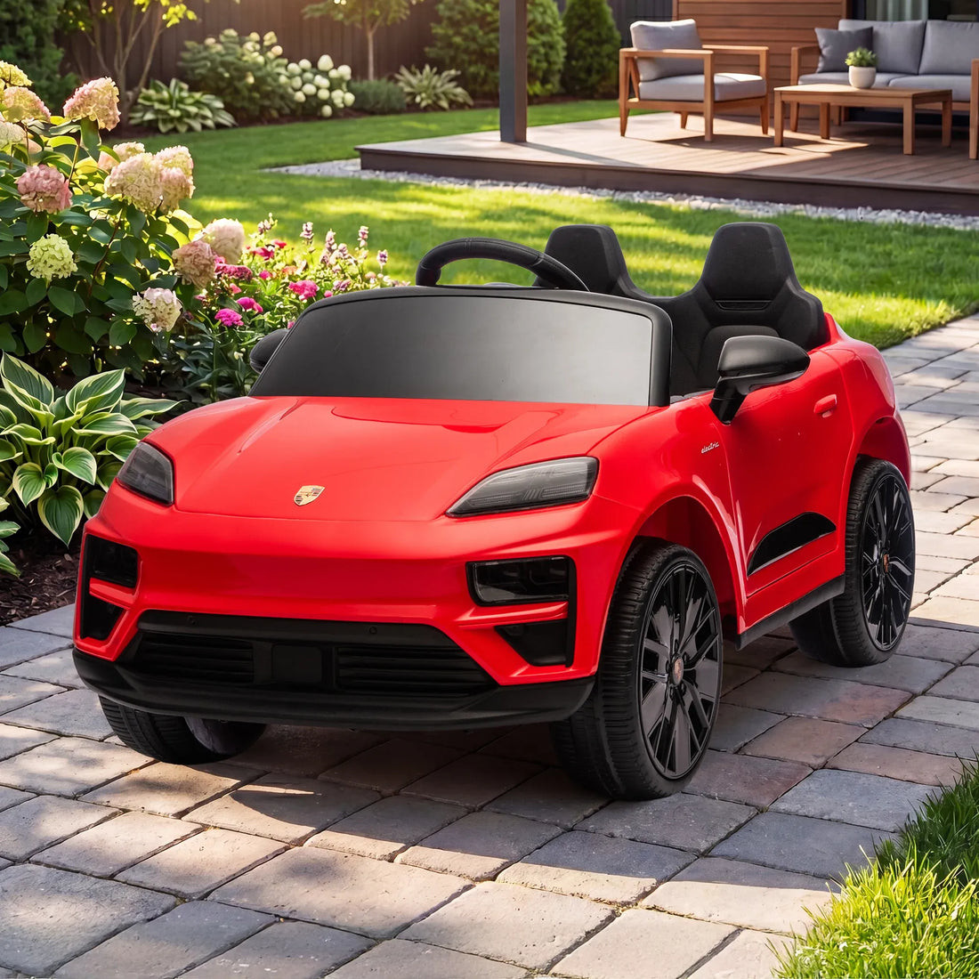 Kahuna Red Porsche Macan Turbo EV Kids Ride On Car 12V Electric Car