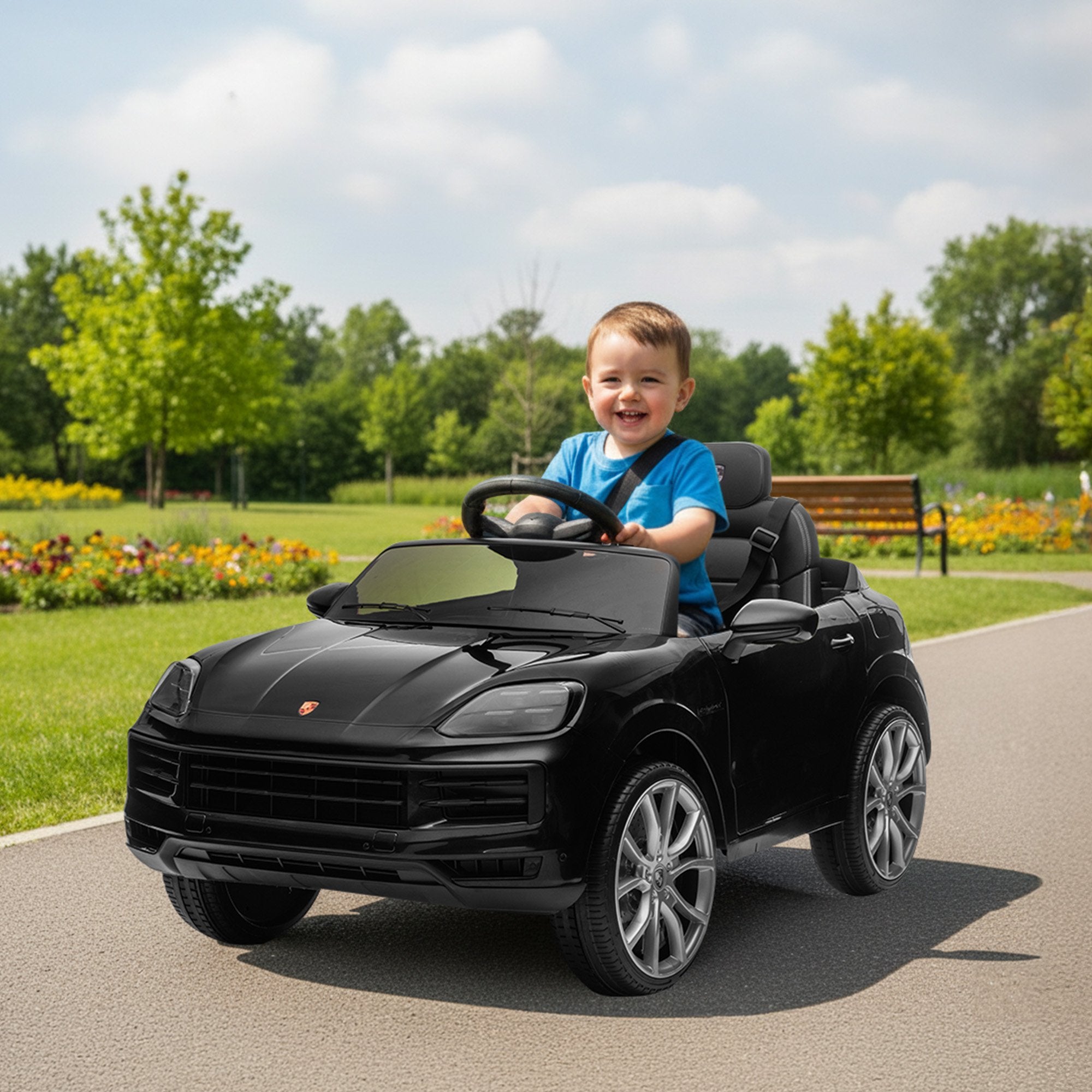 Kahuna Porsche Cayenne E Hybrid Coupe Licensed Kids Electric Ride On Car w/Remote Control 50W Dual Motors Speed Settings