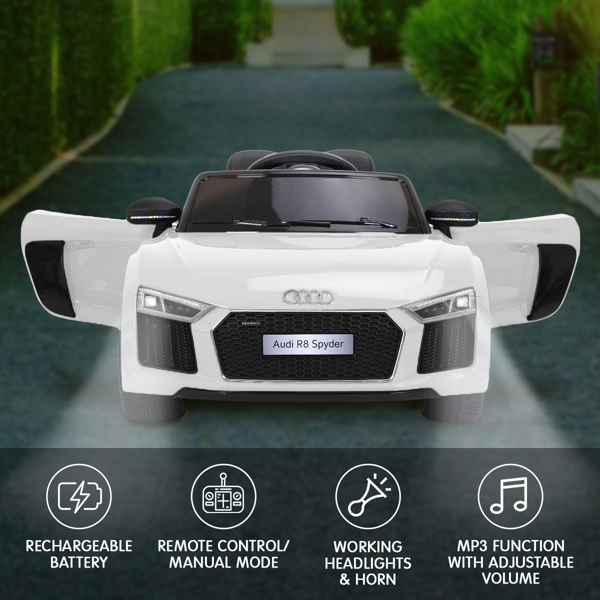 Kahuna Kahuna R8 Spyder Audi Licensed Kids Electric Ride On Car Remote Control - White
