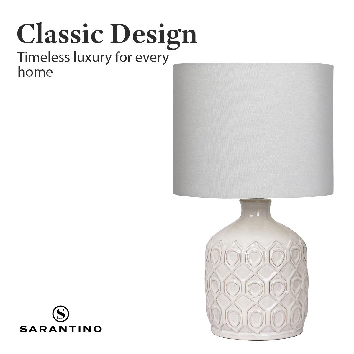 Sarantino Ceramic Table Lamp In Cream - VogueDecor.au