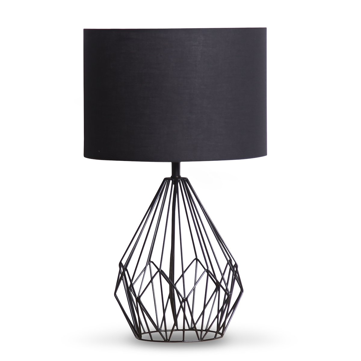 Sarantino Metal Wire Table Lamp in Black Finish With Black Drum Shade - VogueDecor.au