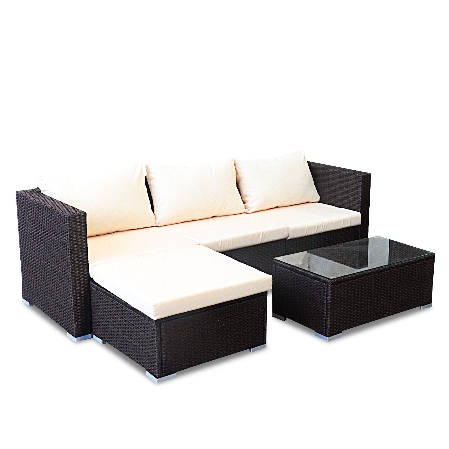 Sarantino 5pc Modular Outdoor Lounge Set PE Rattan - Brown - VogueDecor.au