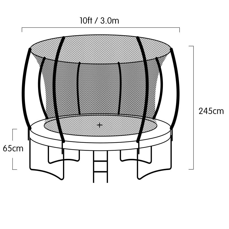 Kahuna Trampoline 10 ft with Basketball Set - Rainbow