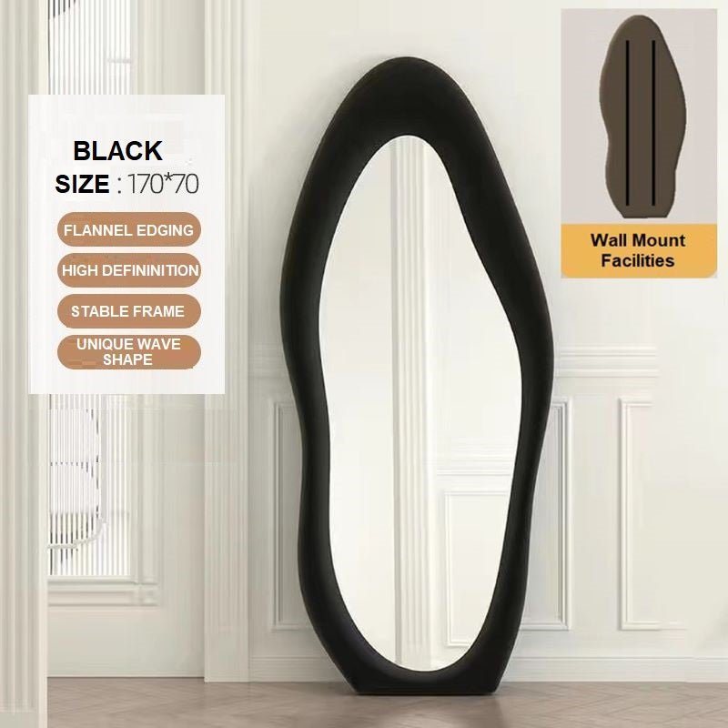 1.7m Standing Maiden Mirror Full Length Aesthetic Full Size Floor Mirror Bedroom Creative Modern Deco Black - VogueDecor.au