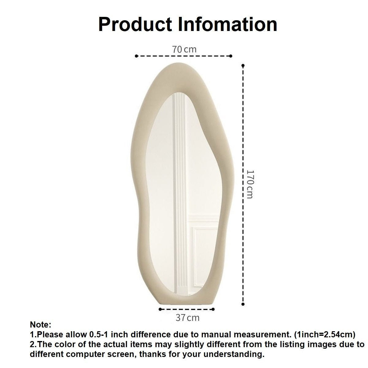 1.7m Standing Maiden Mirror Full Length Aesthetic Full Size Floor Mirror Bedroom Creative Modern Deco Black - VogueDecor.au