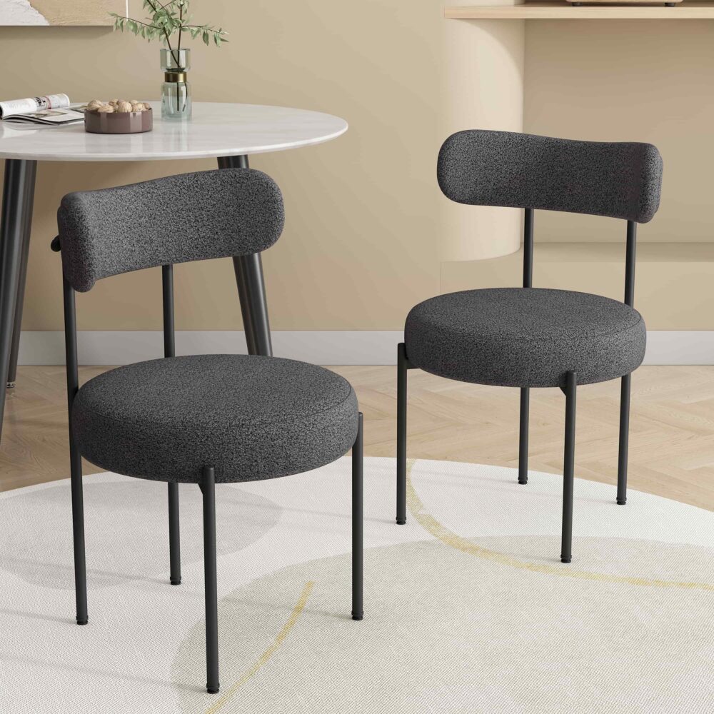 Charcoal Chic Boucle Elsa Dining Chairs - VogueDecor.au