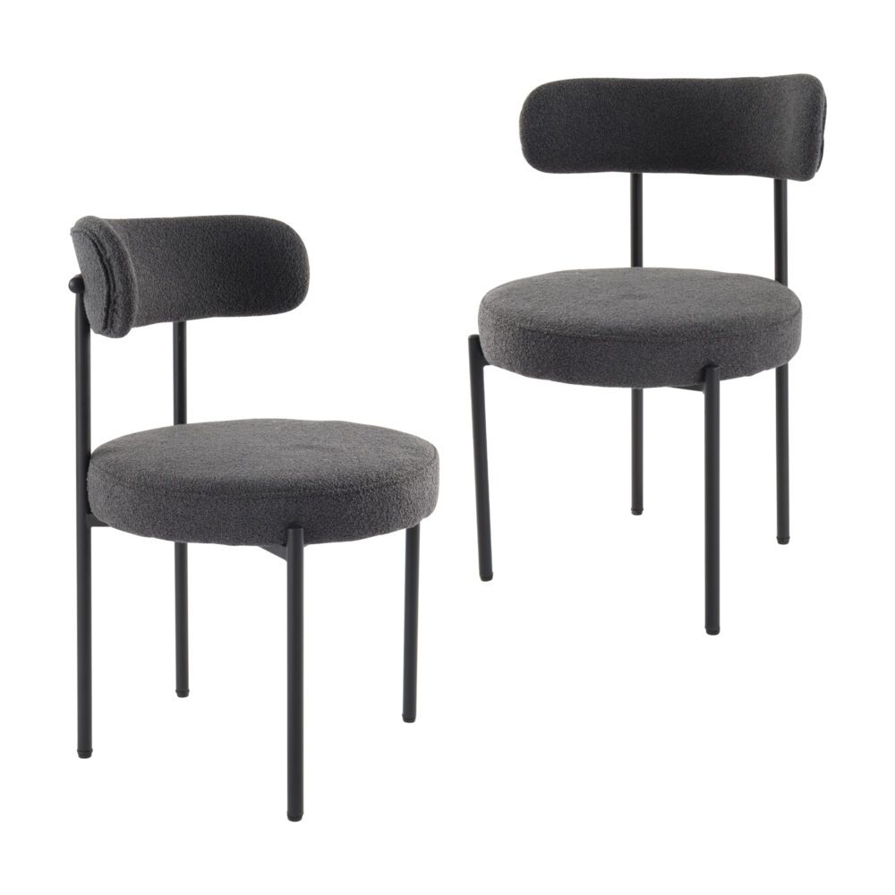 Charcoal Chic Boucle Elsa Dining Chairs - VogueDecor.au