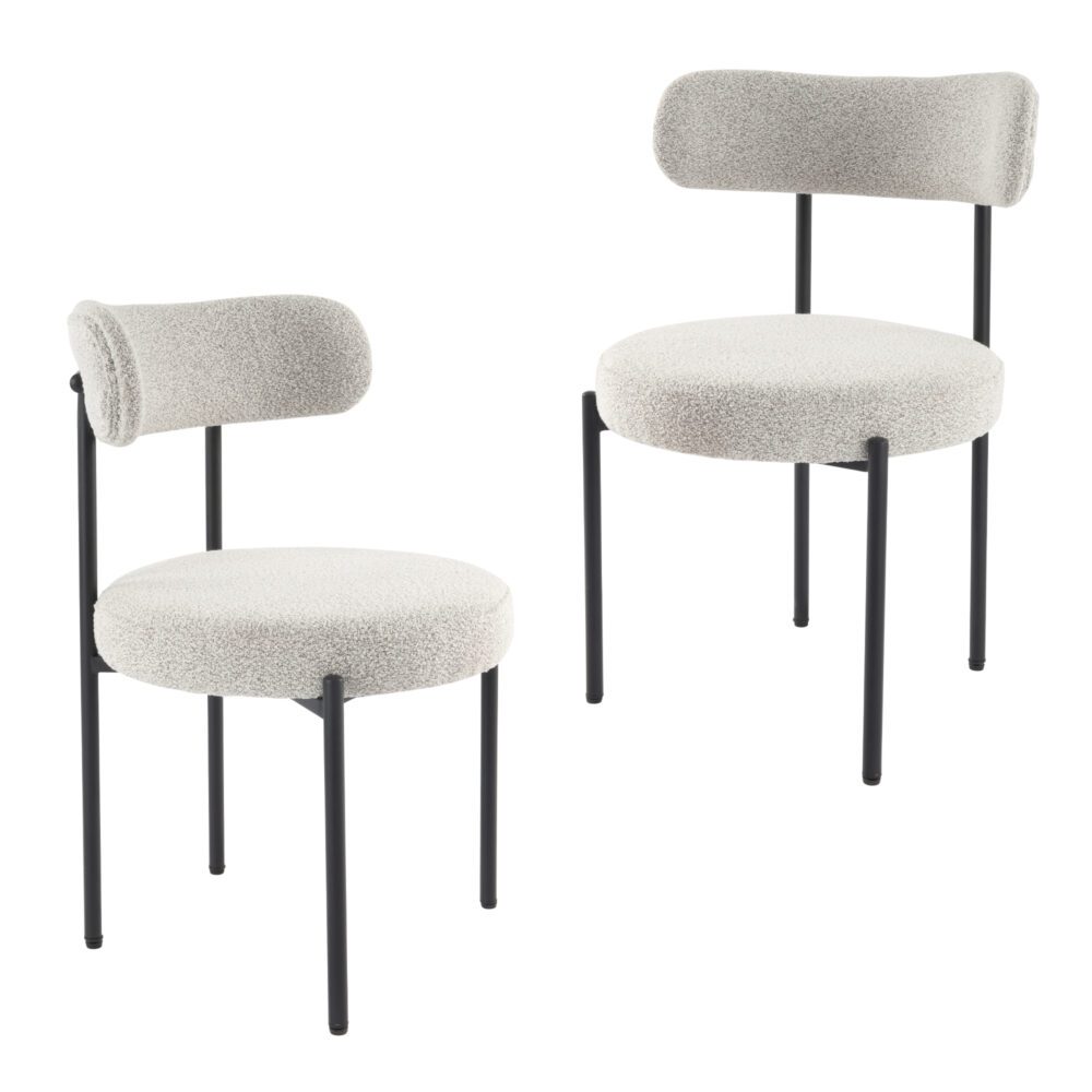 Luxe Boucle Cushioned Elsa Dining Chairs in White Quartz - VogueDecor.au