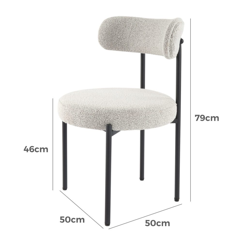 Luxe Boucle Cushioned Elsa Dining Chairs in White Quartz - VogueDecor.au