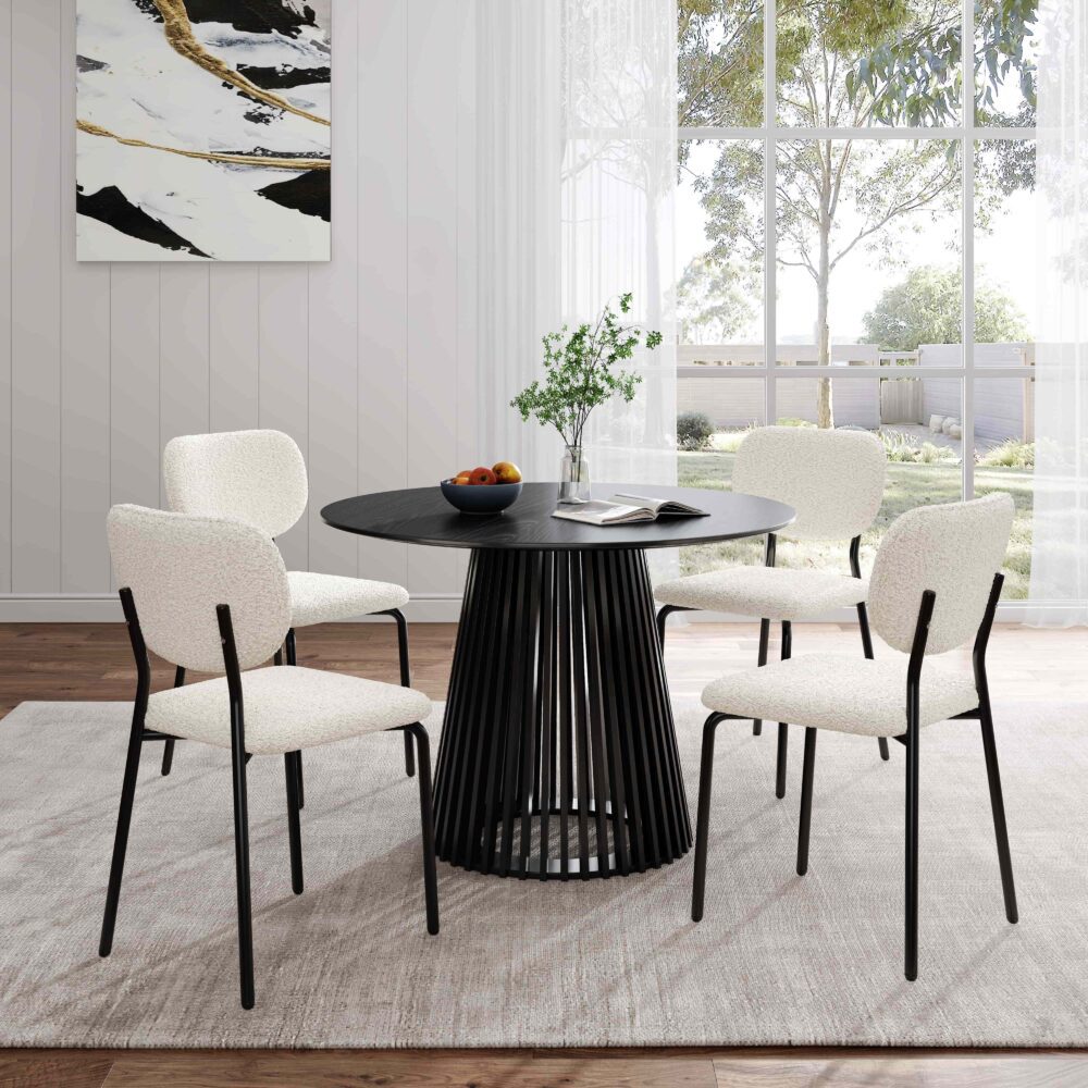 White Whisper Teddy Fabric Dining Duo - VogueDecor.au