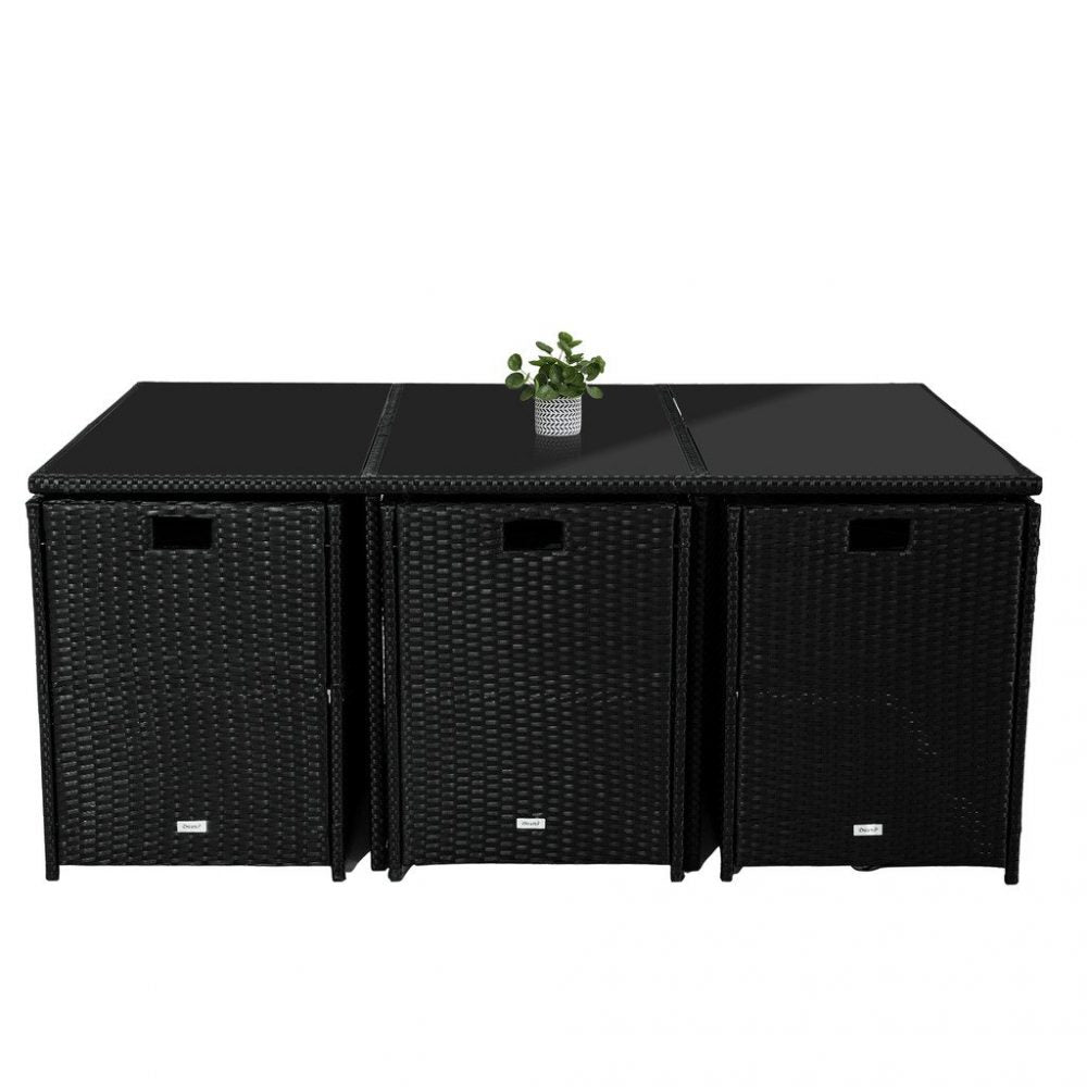 Bali 11 Piece Outdoor Dining Set-Black - VogueDecor.au
