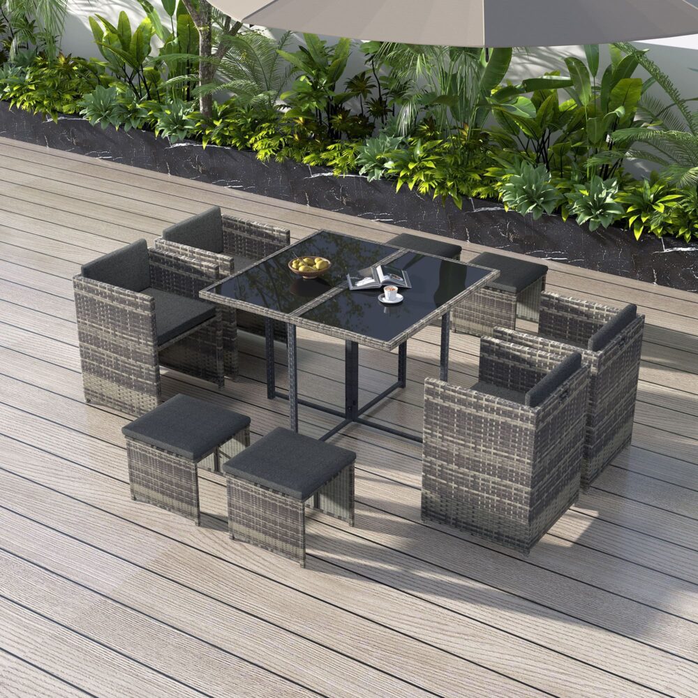 Horrocks 8 Seater Outdoor Dining Set-Grey - VogueDecor.au