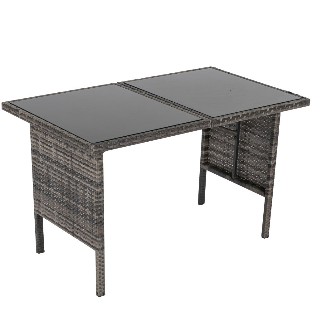 Ella 8-Seater Modular Outdoor Garden Lounge and Dining Set with Table and Stools in Dark Grey Weave - VogueDecor.au
