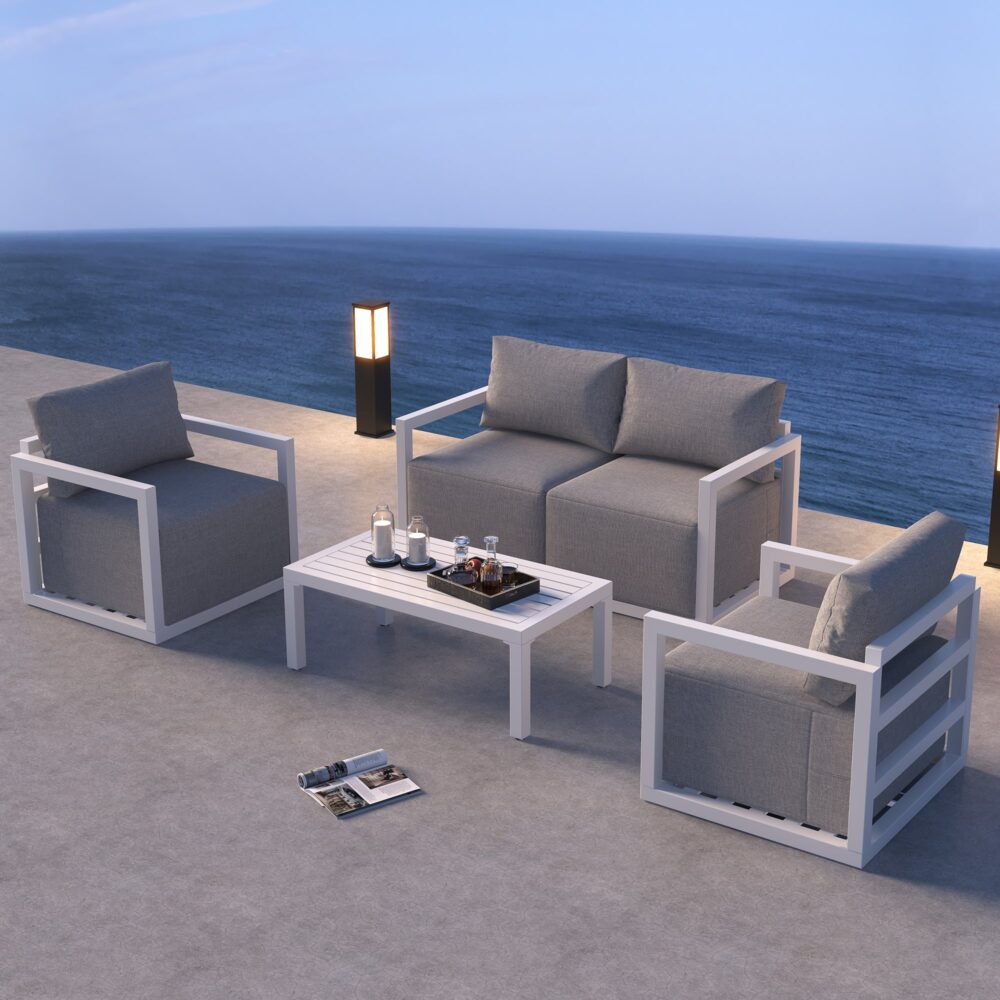 Alfresco Serenity Outdoor Lounge Set – White - VogueDecor.au