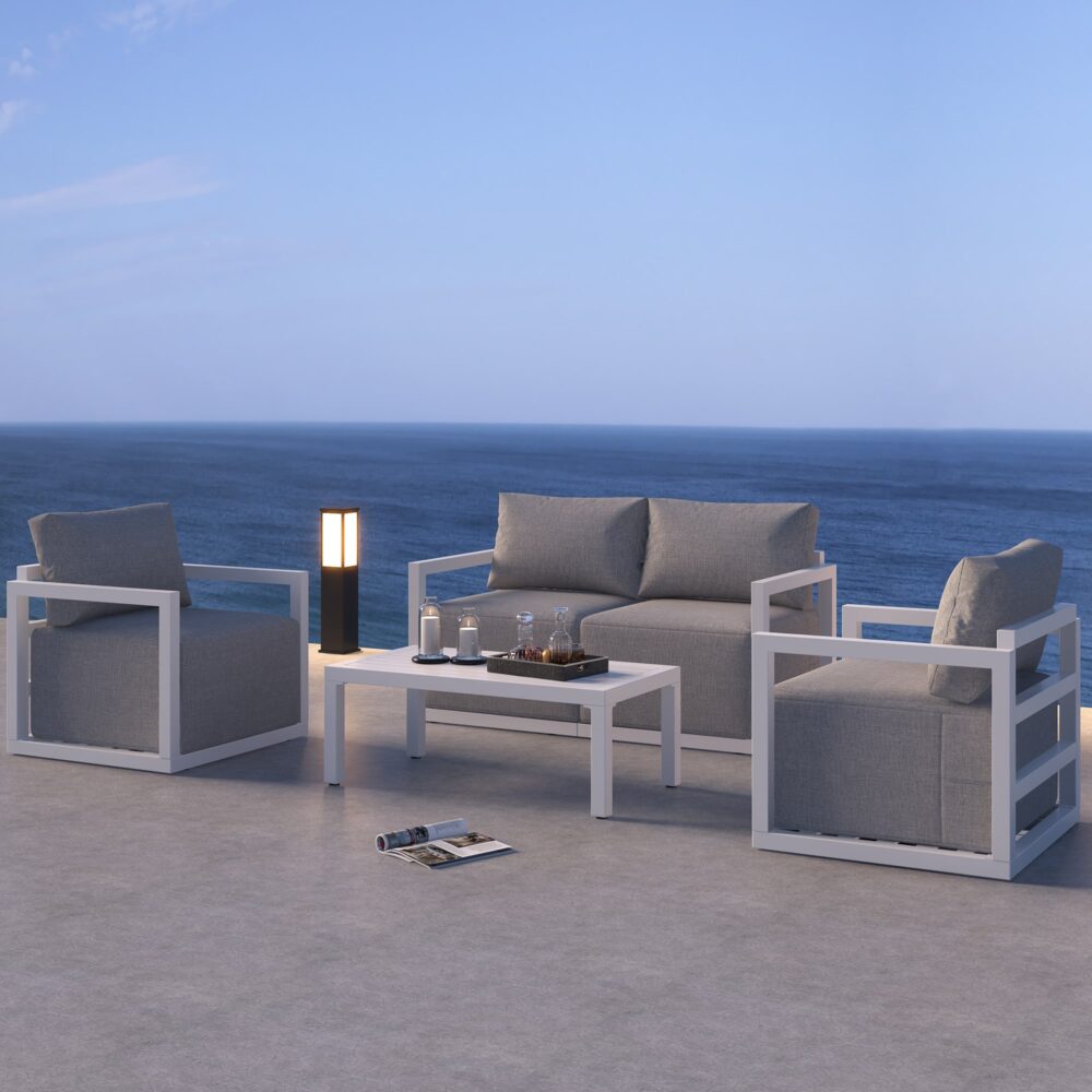 Alfresco Serenity Outdoor Lounge Set – White - VogueDecor.au