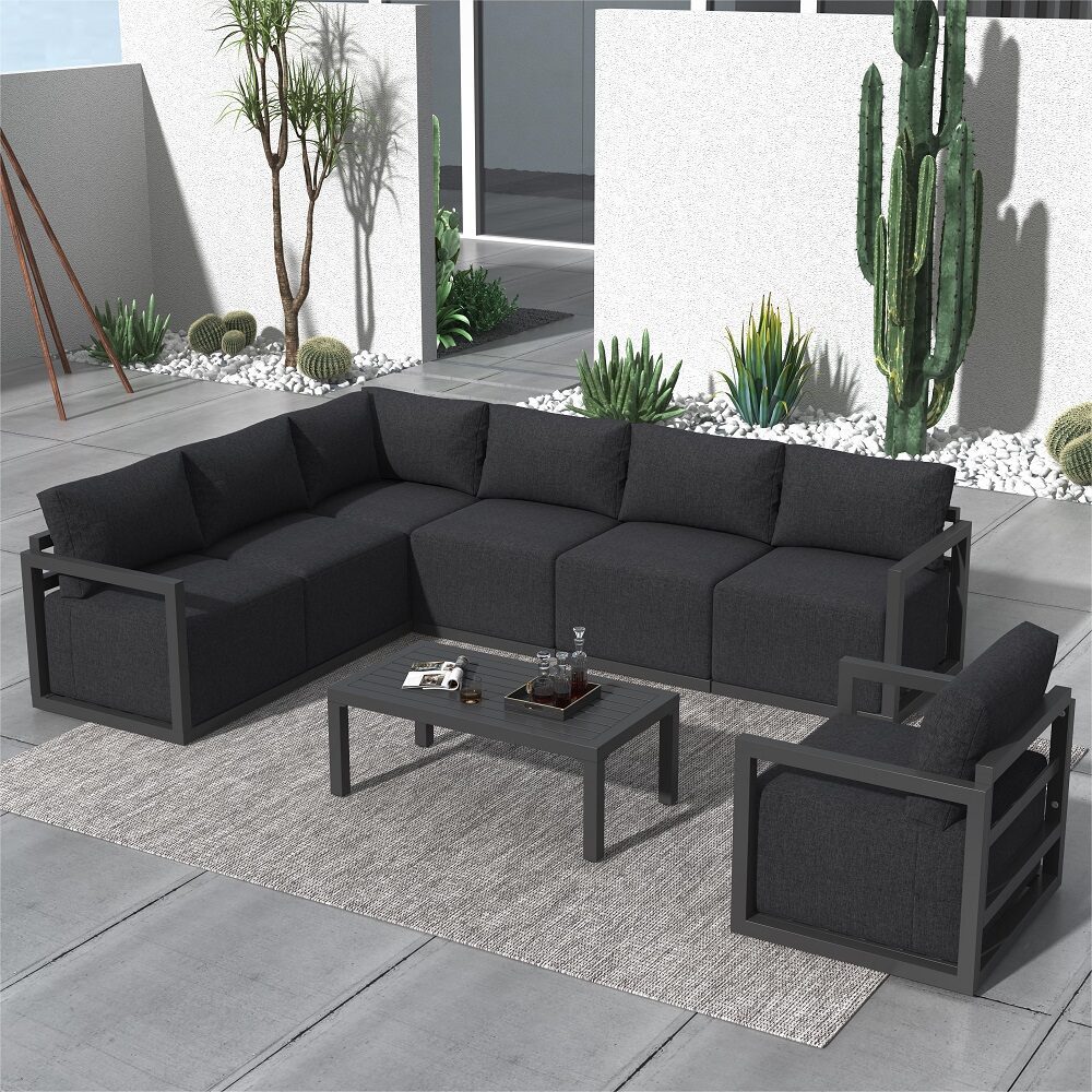 Alfresco 7-Seat Garden Lounge Set – White - VogueDecor.au