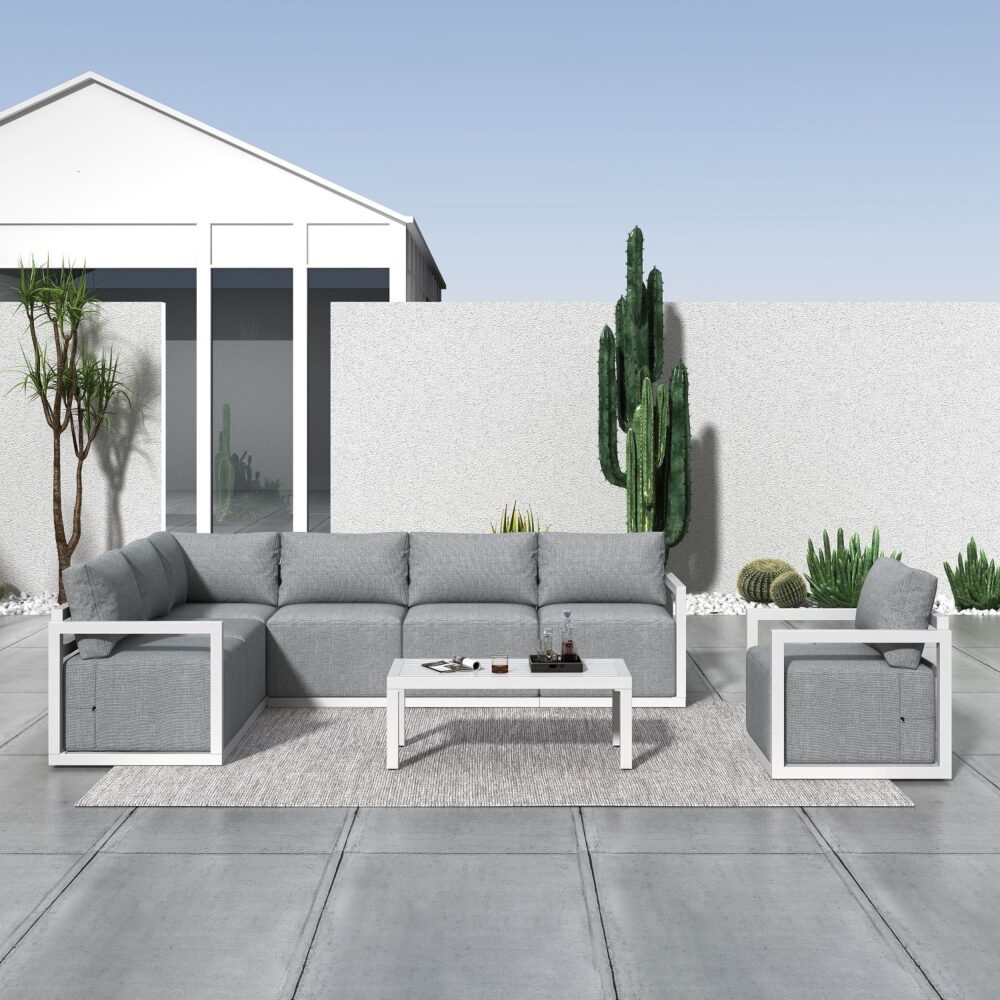 Alfresco 7-Seat Garden Lounge Set – White - VogueDecor.au