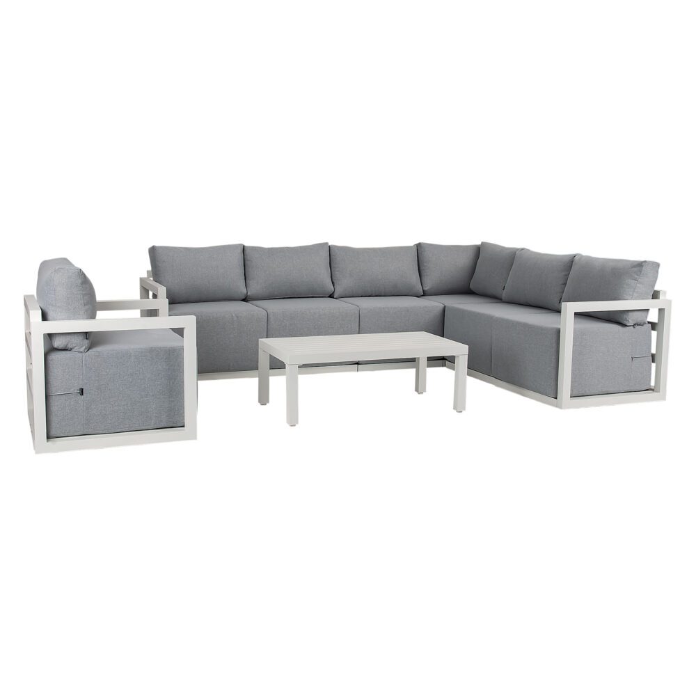Alfresco 7-Seat Garden Lounge Set – White - VogueDecor.au