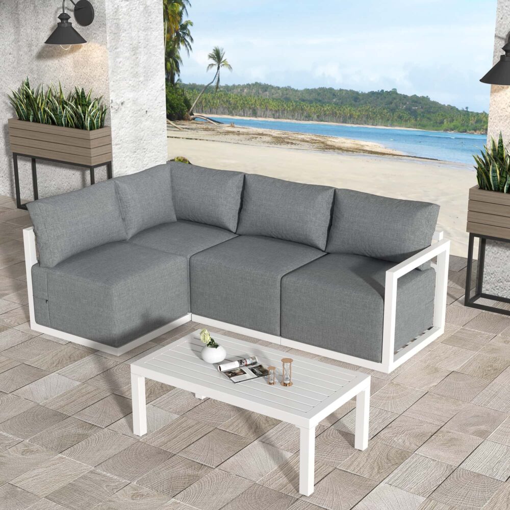 Four-Seat Alfresco Harmony Set – White - VogueDecor.au