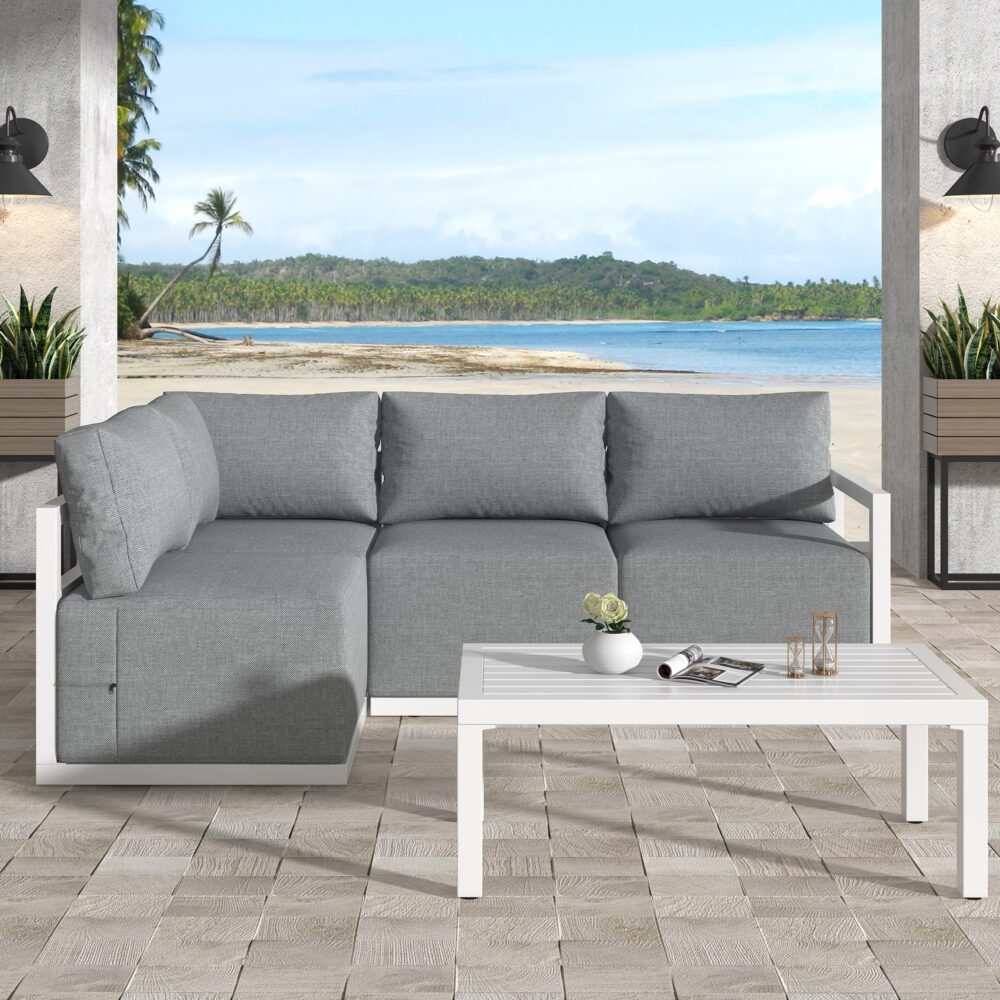 Four-Seat Alfresco Harmony Set – White - VogueDecor.au