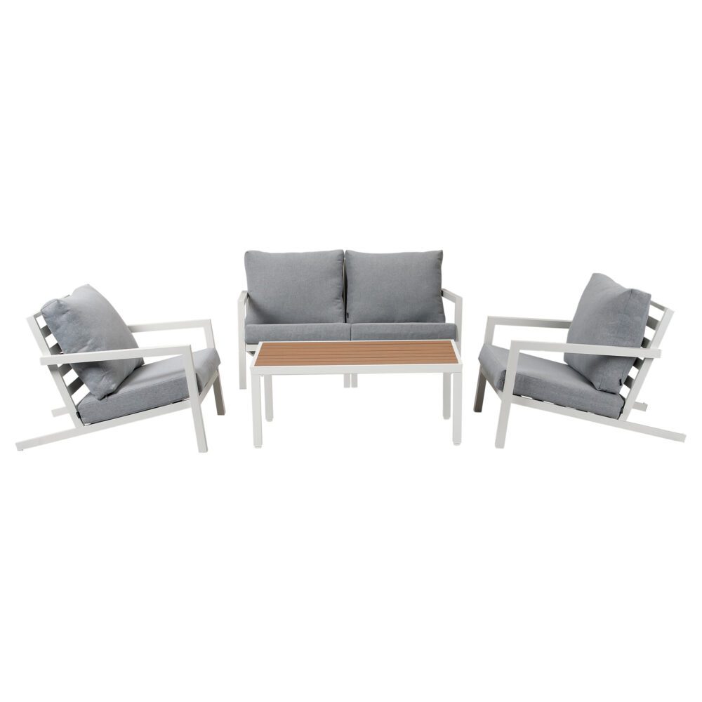 Aidan Garden Furniture Set in White — 5 pieces - VogueDecor.au
