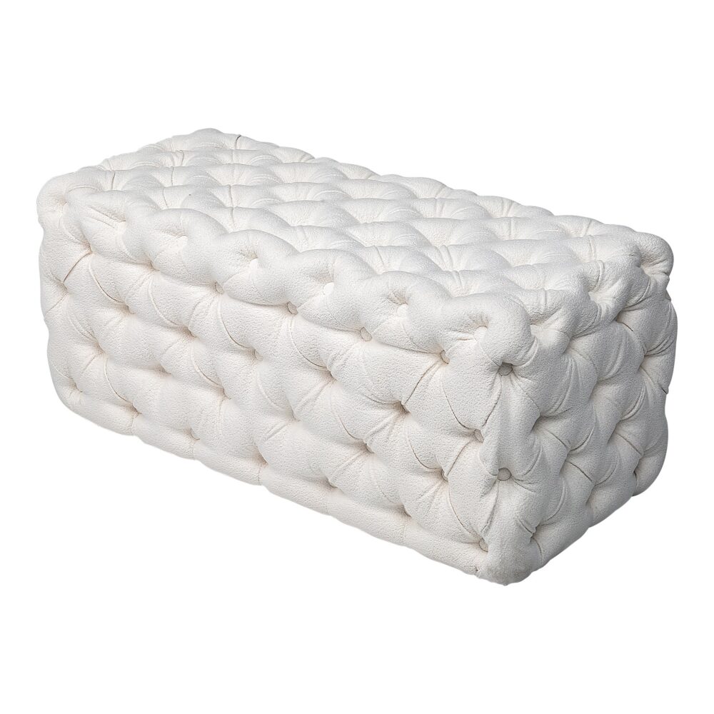 Elsa Tufted Ottoman Beach Boucle White-Rectangular - VogueDecor.au