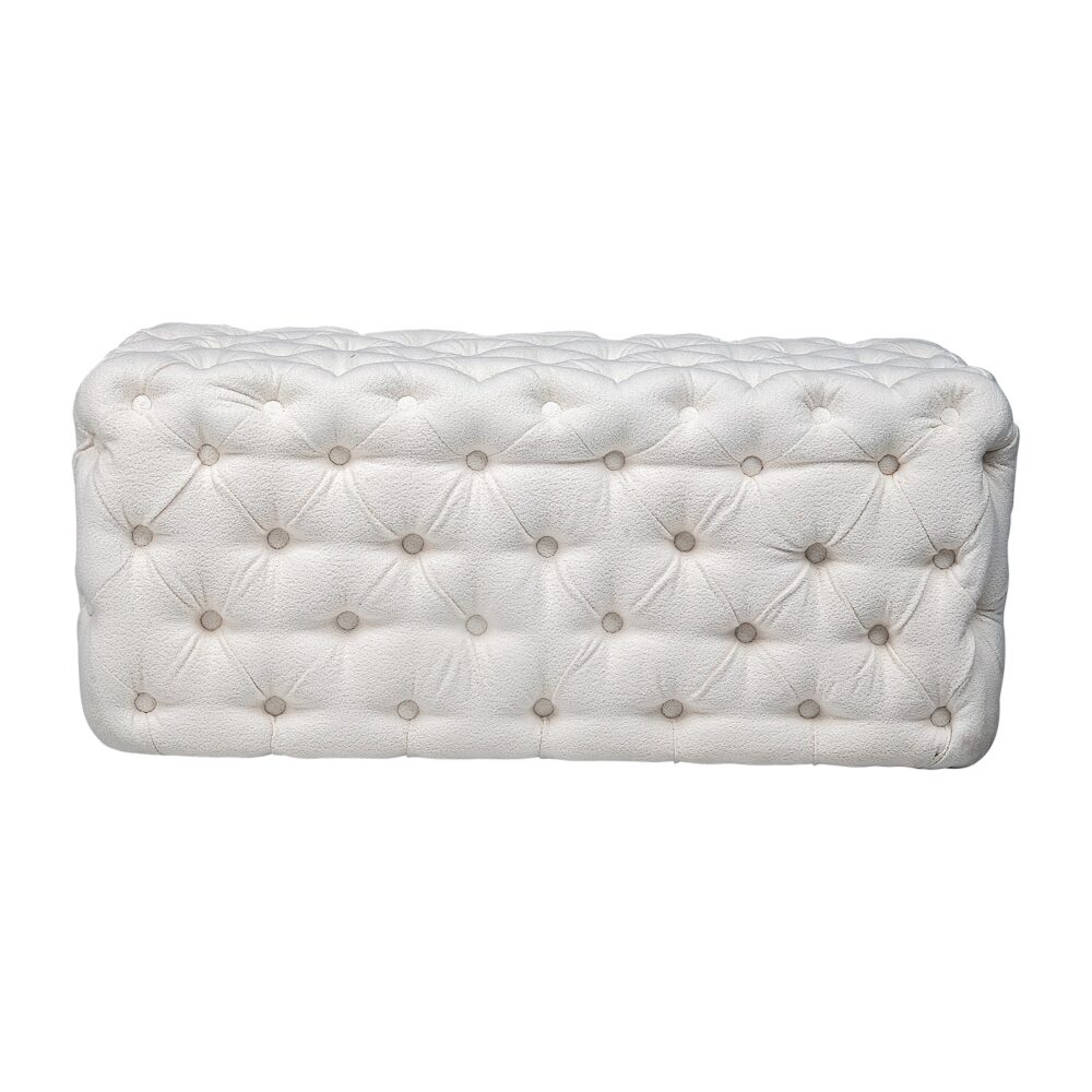 Elsa Tufted Ottoman Beach Boucle White-Rectangular - VogueDecor.au