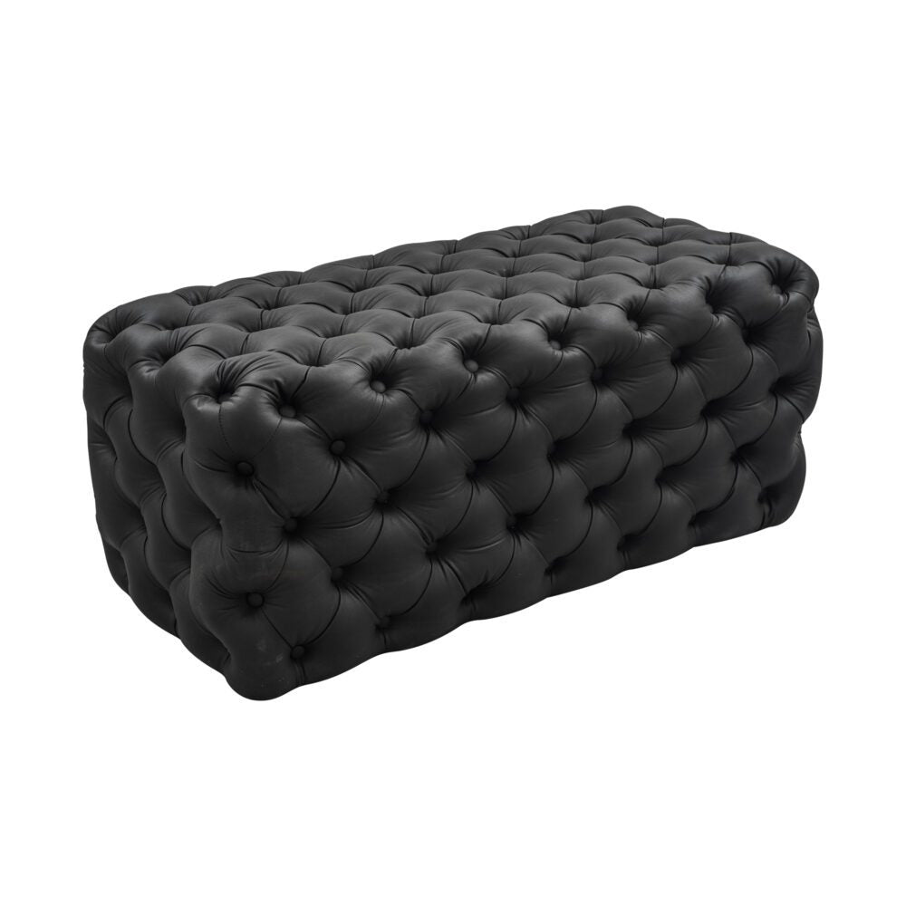 Black Leathaire Ottoman-Rectangular - VogueDecor.au