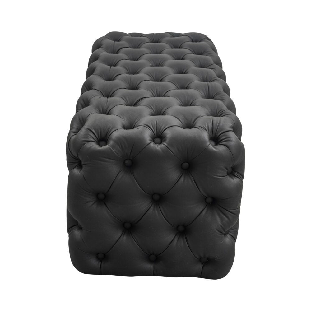 Black Leathaire Ottoman-Rectangular - VogueDecor.au