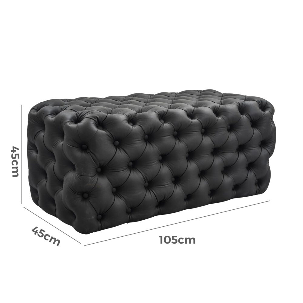 Black Leathaire Ottoman-Rectangular - VogueDecor.au