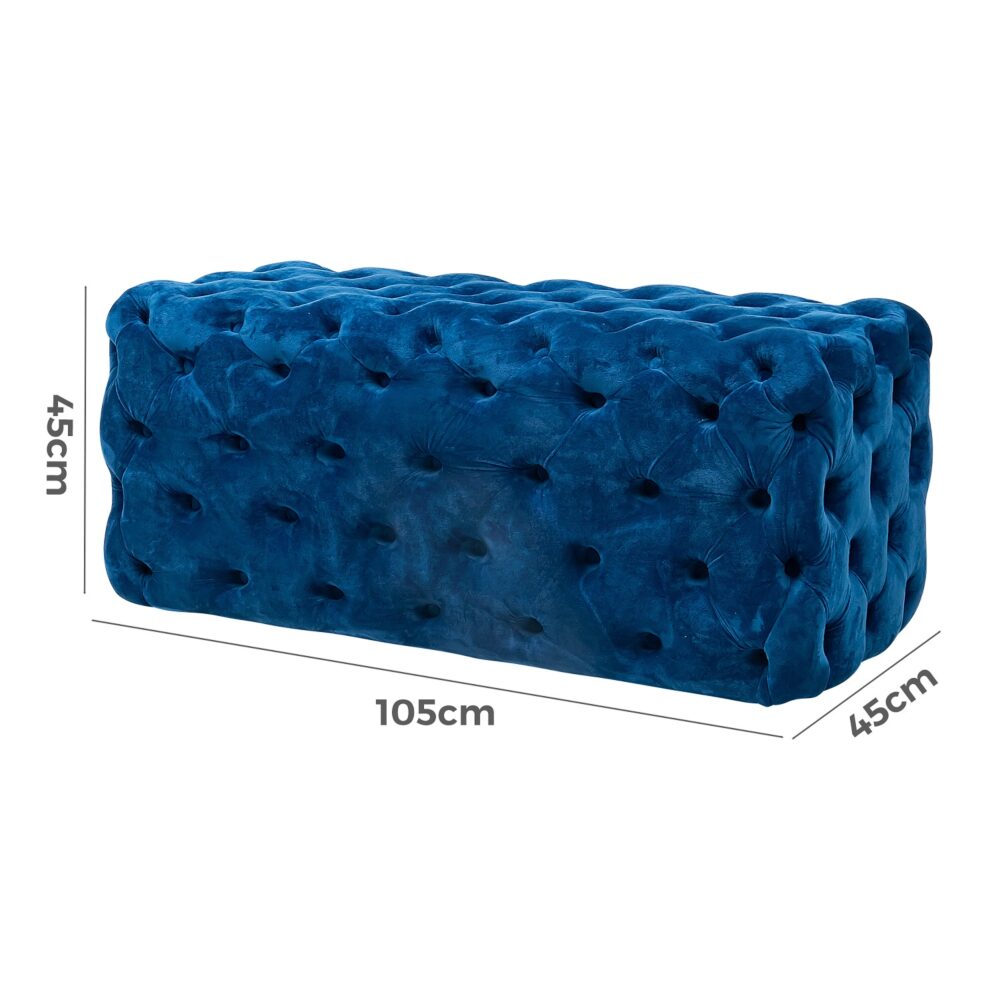 Elsa Navy Blue Velvet Ottoman-Rectangular - VogueDecor.au