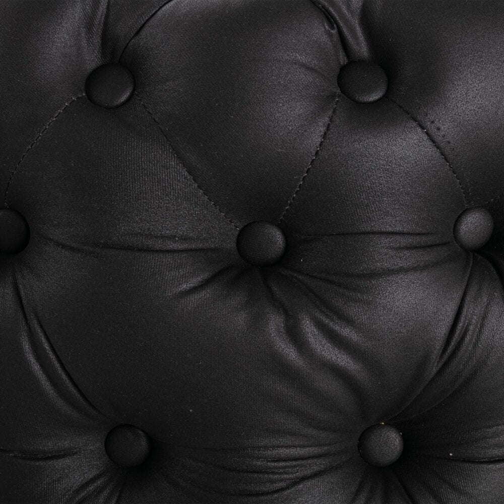 Contemporary Black Leather-look Ottoman with Button - VogueDecor.au