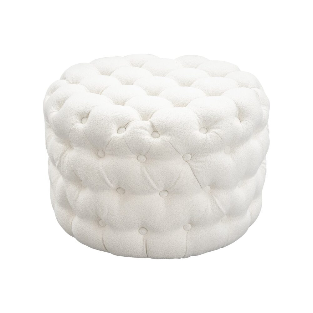 Bouclé White Ottoman-Round - VogueDecor.au