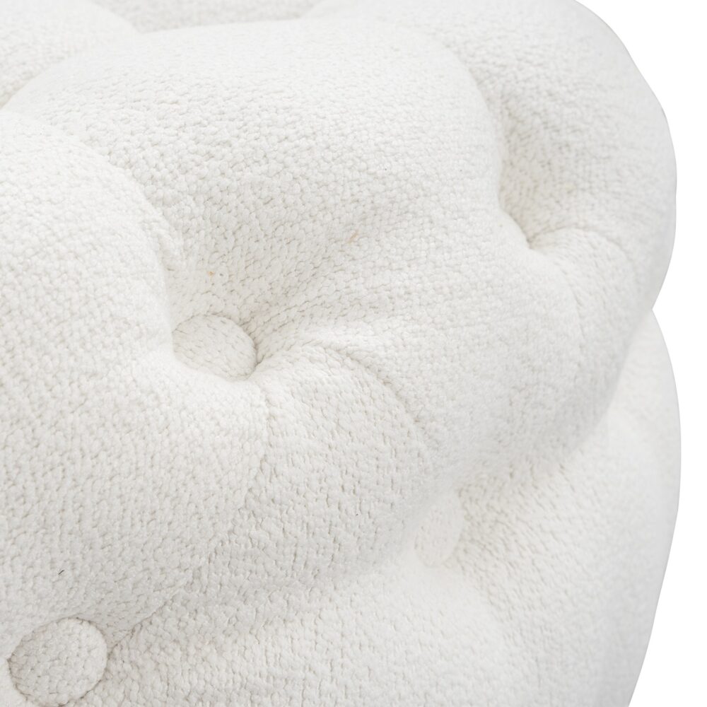 Bouclé White Ottoman-Round - VogueDecor.au