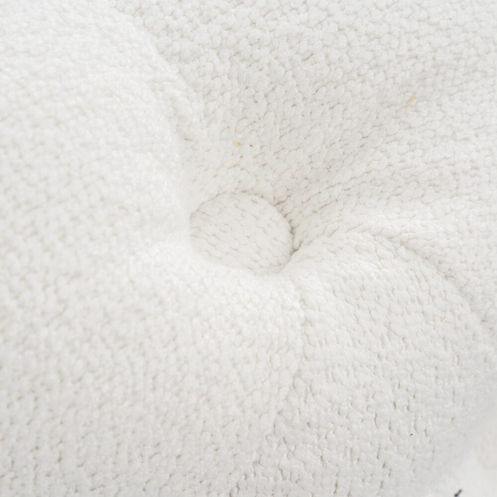 Bouclé White Ottoman-Round - VogueDecor.au