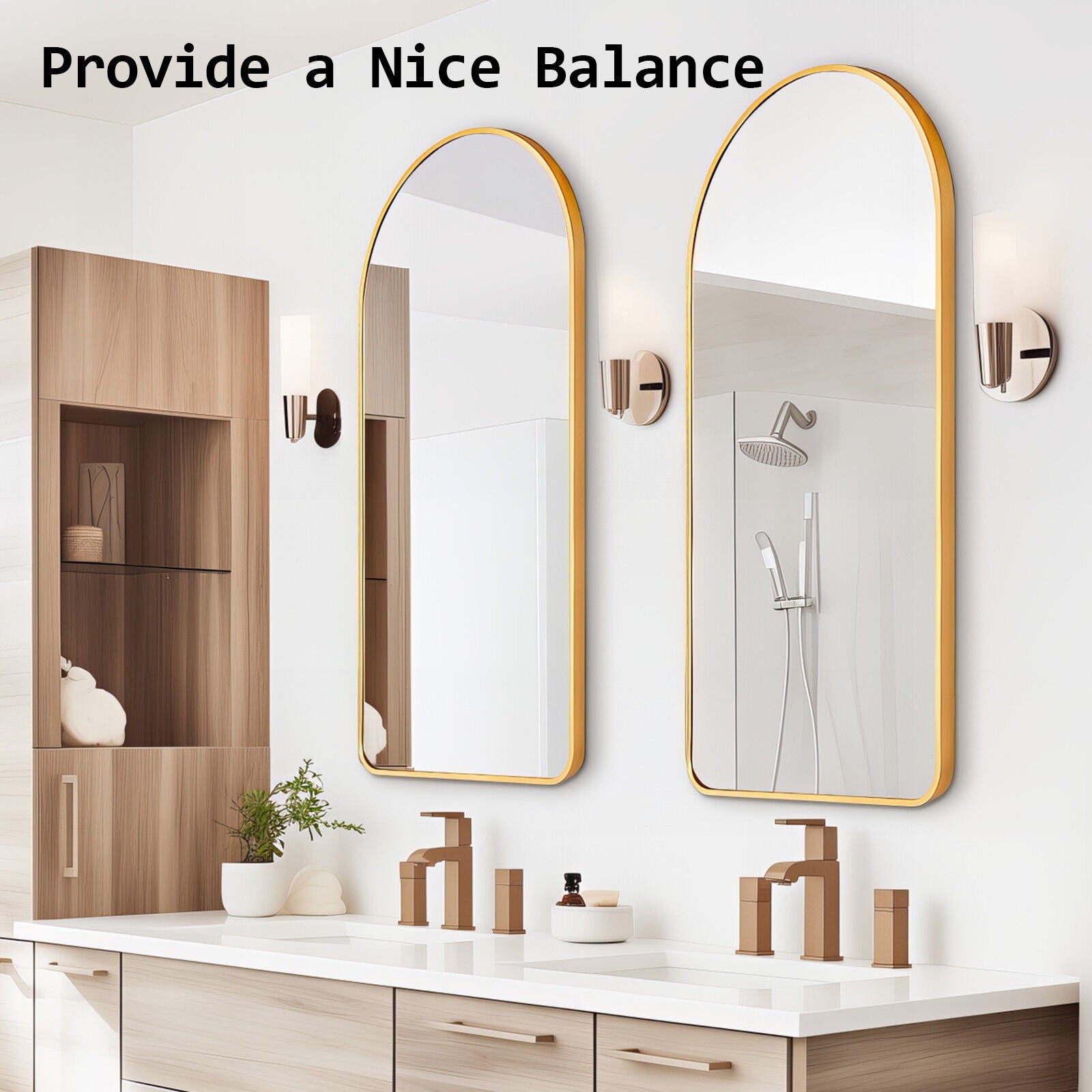Wall Arch Mirror Arc Aluminum Frame Bathroom 50x100cm GOLD - VogueDecor.au