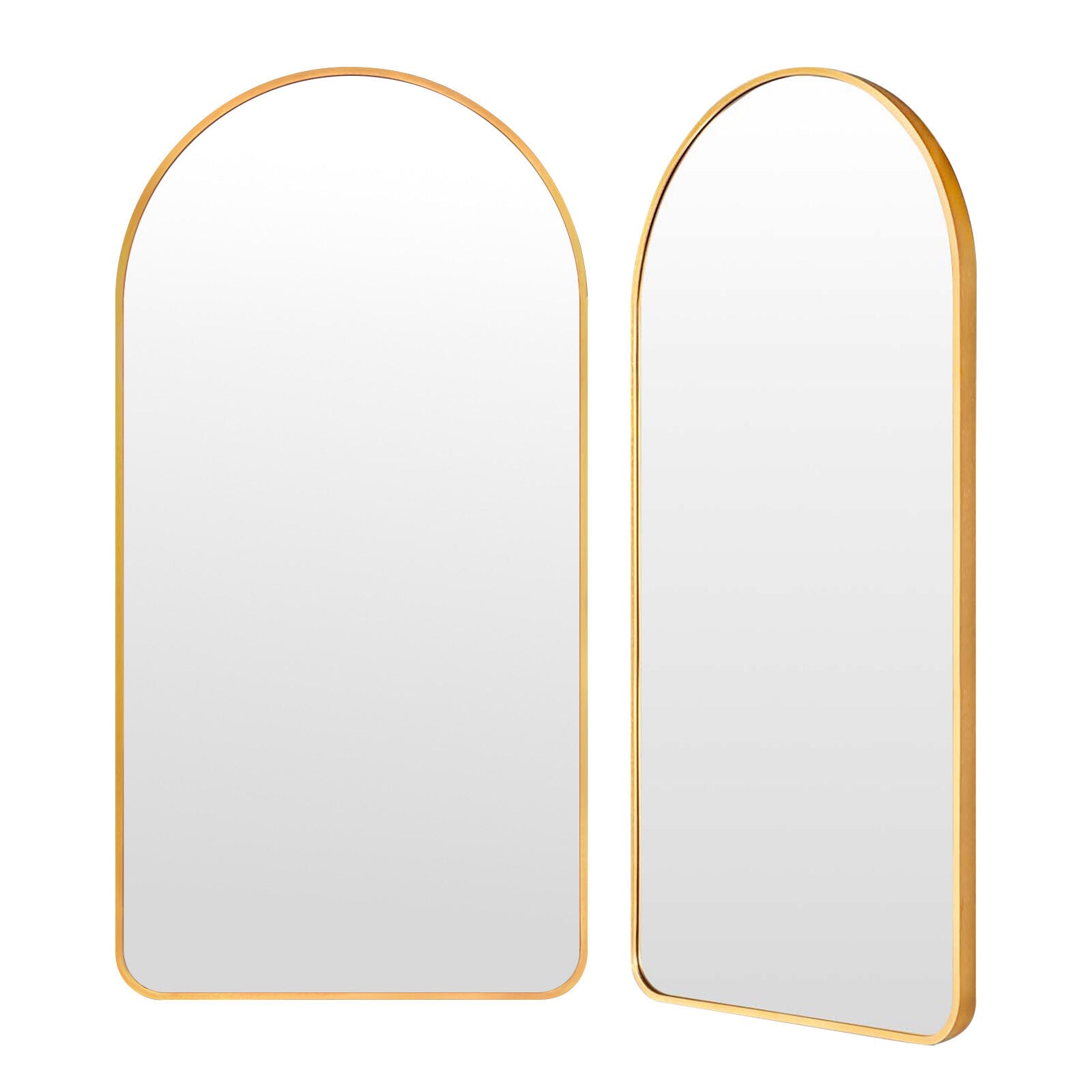2 Set Wall Arch Mirror Arc Aluminum Frame Bathroom 50x100cm GOLD - VogueDecor.au