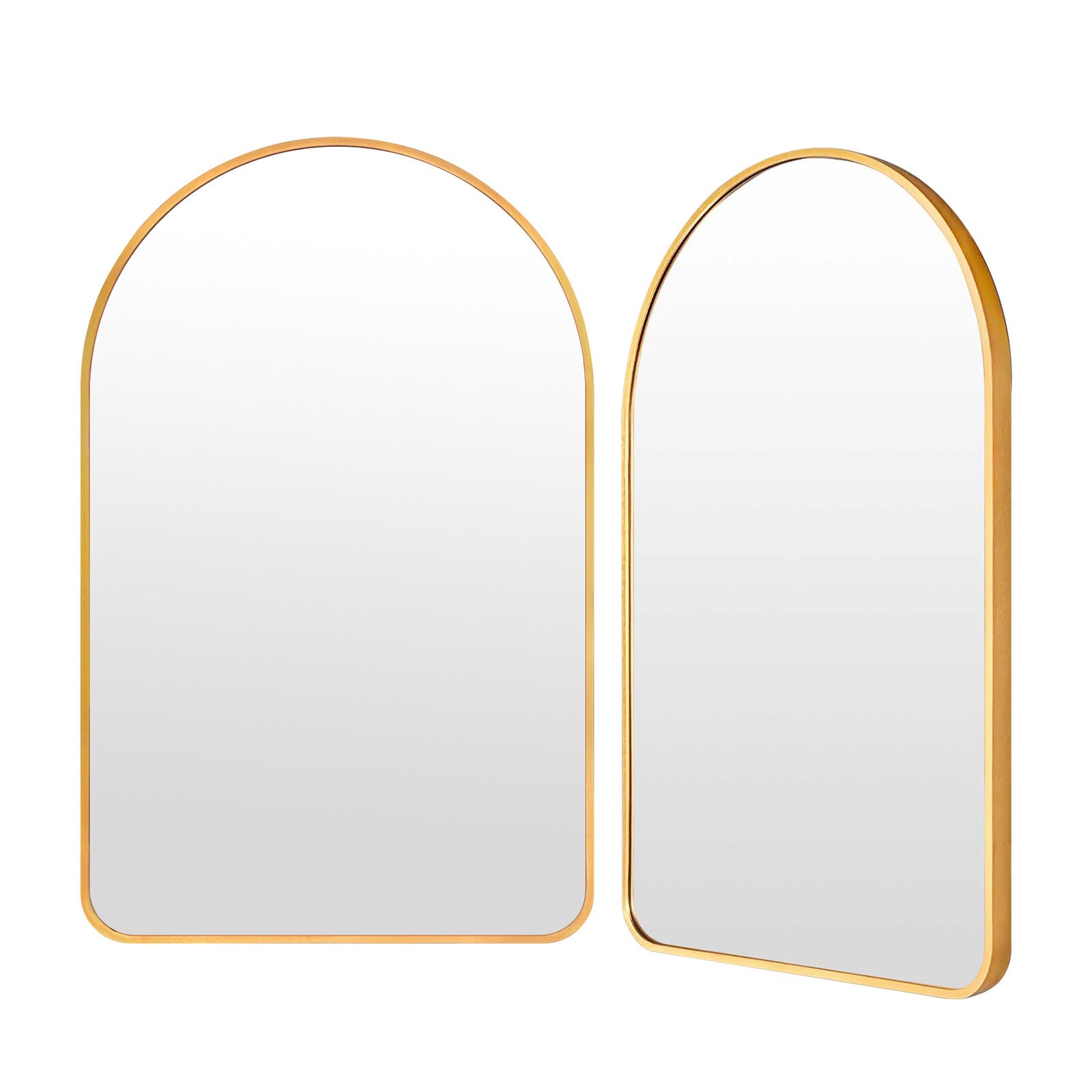 2 Set Wall Arch Mirror Arc Aluminum Frame Bathroom 50x80cm GOLD - VogueDecor.au