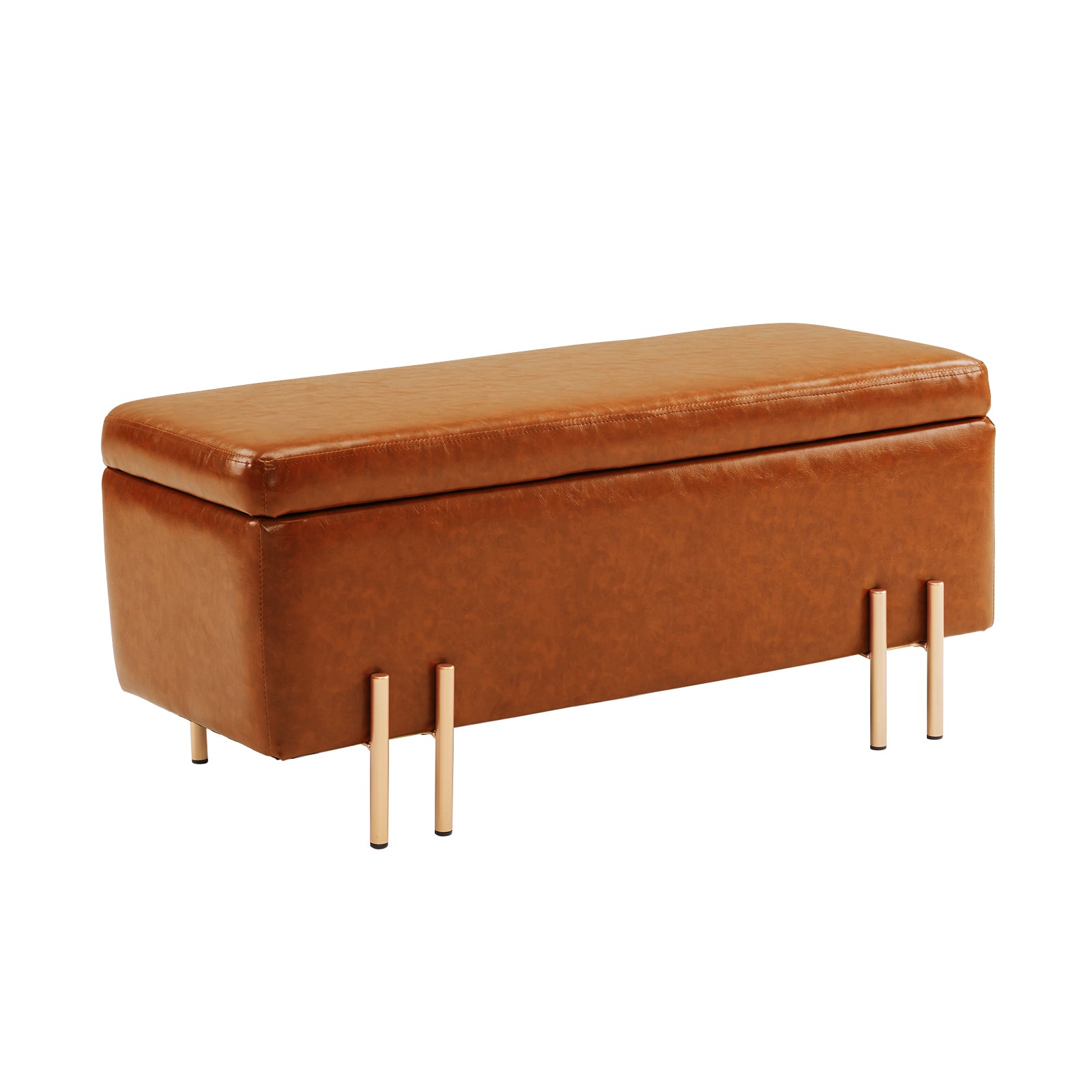 Storage Ottoman Stool Bench Seat 97cm PU Leather BROWN - VogueDecor.au