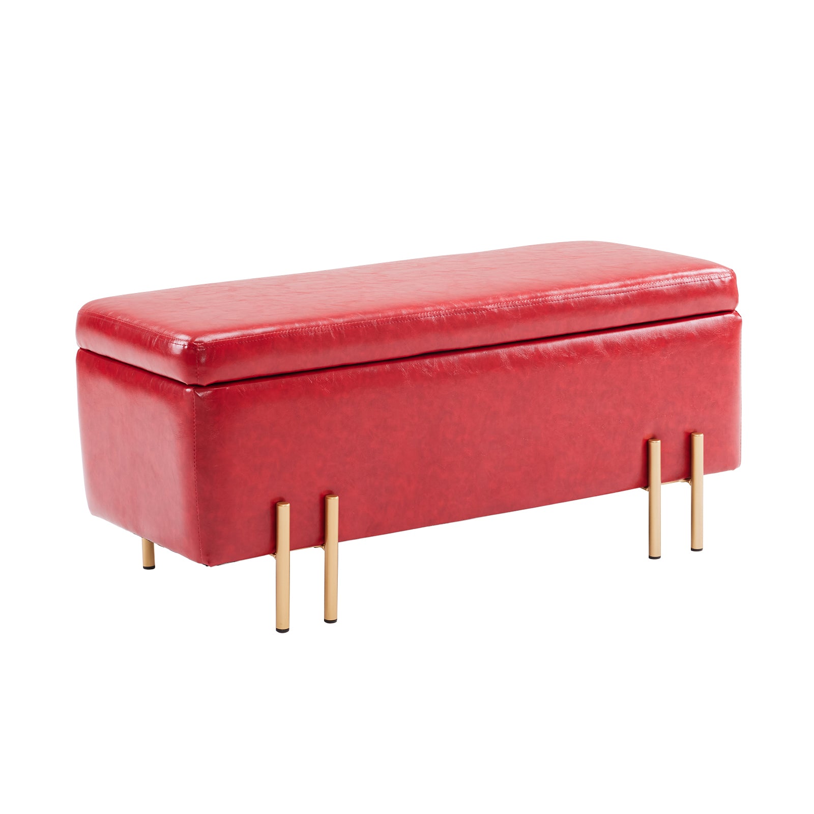 Storage Ottoman Stool Bench Seat 97cm PU Leather RED - VogueDecor.au