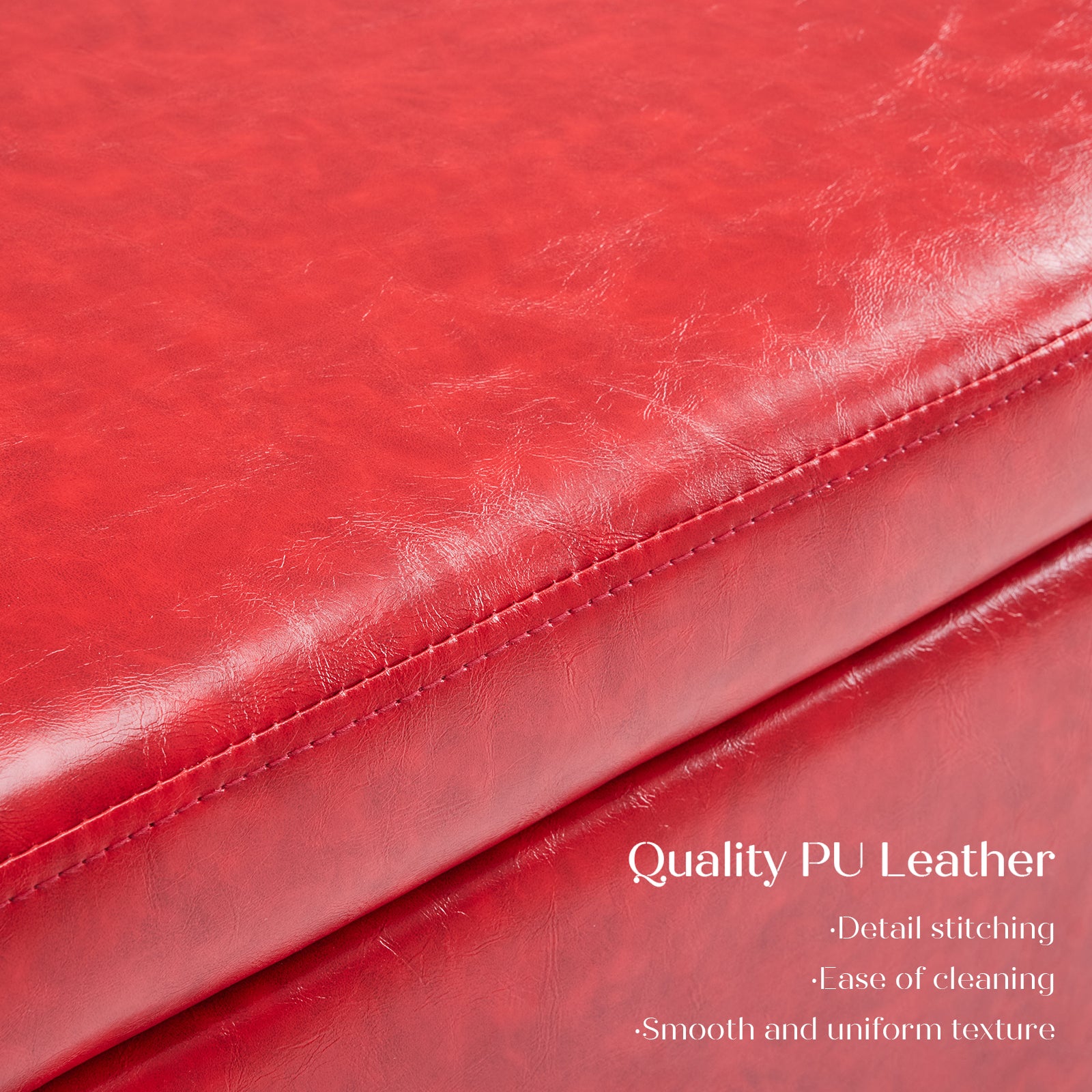 Storage Ottoman Stool Bench Seat 97cm PU Leather RED - VogueDecor.au
