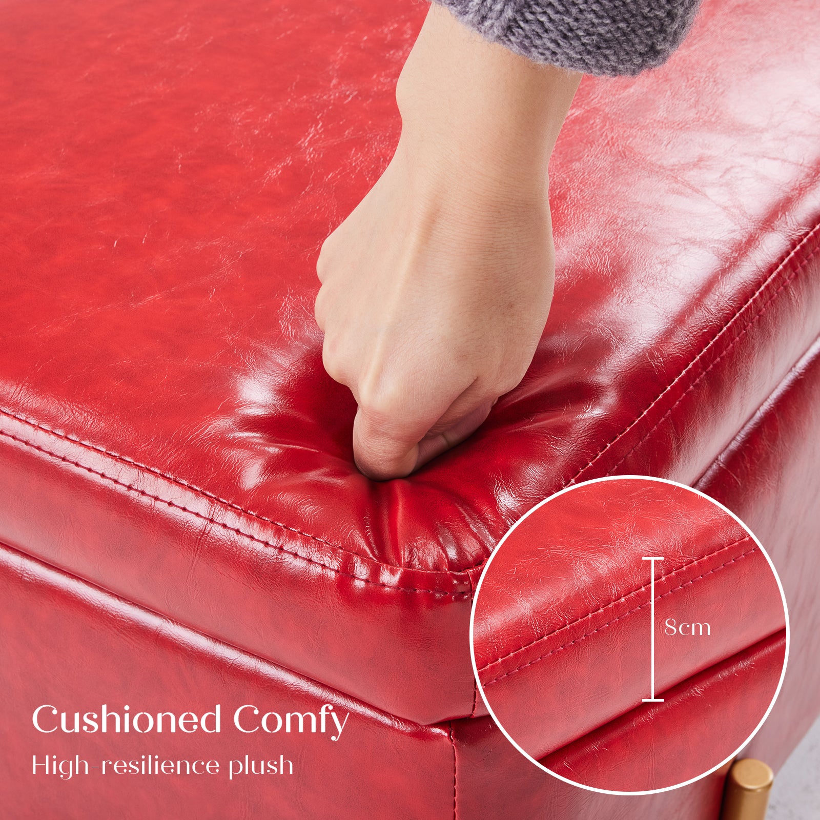 Storage Ottoman Stool Bench Seat 97cm PU Leather RED - VogueDecor.au