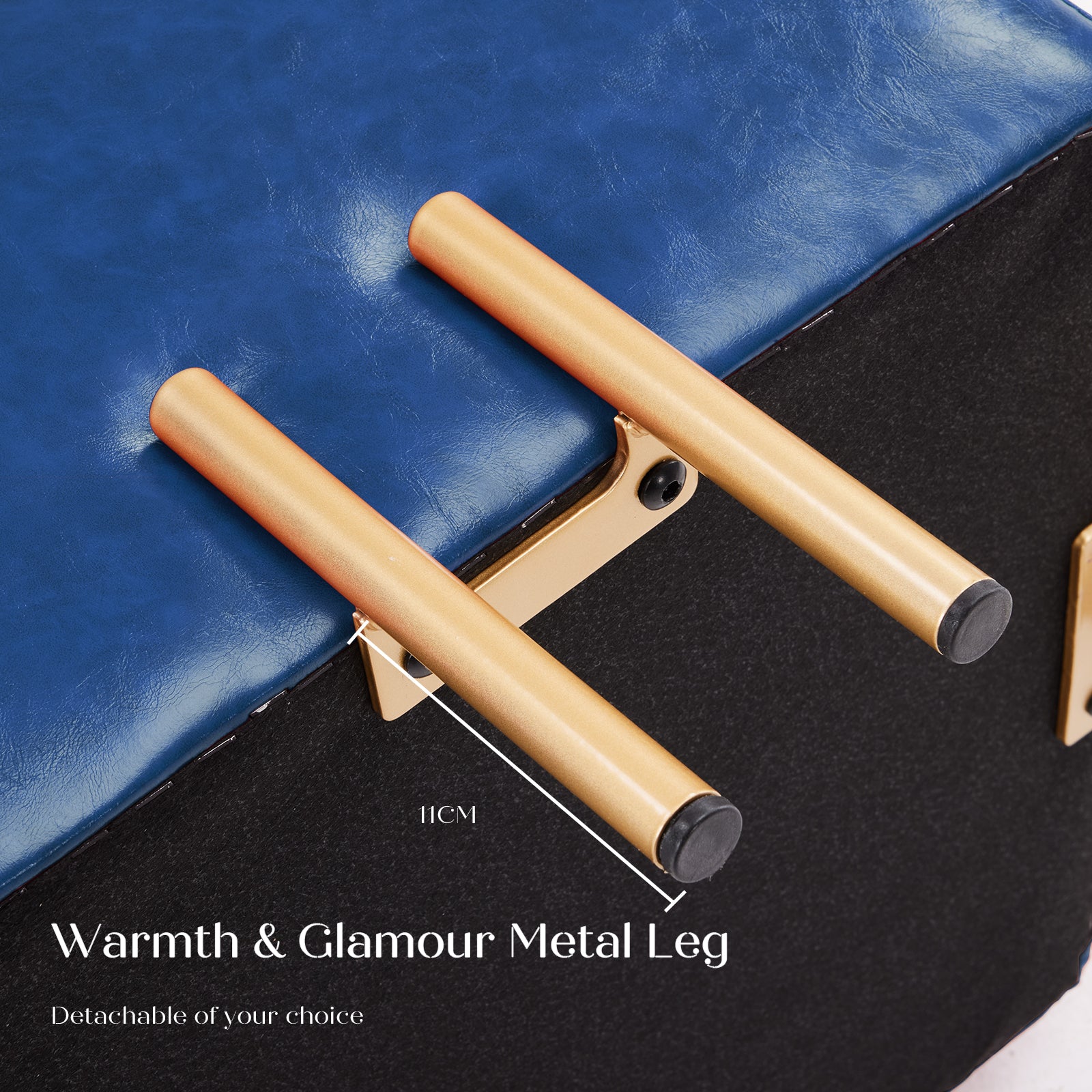 Storage Ottoman Foot Stool Cube Tuffet Seat 45cm PU Leather BLUE - VogueDecor.au