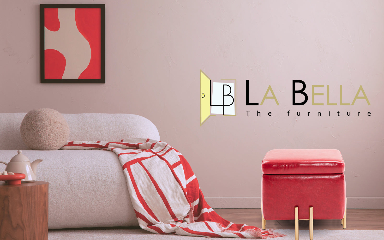 Storage Ottoman Foot Stool Cube Tuffet Seat 45cm PU Leather RED - VogueDecor.au