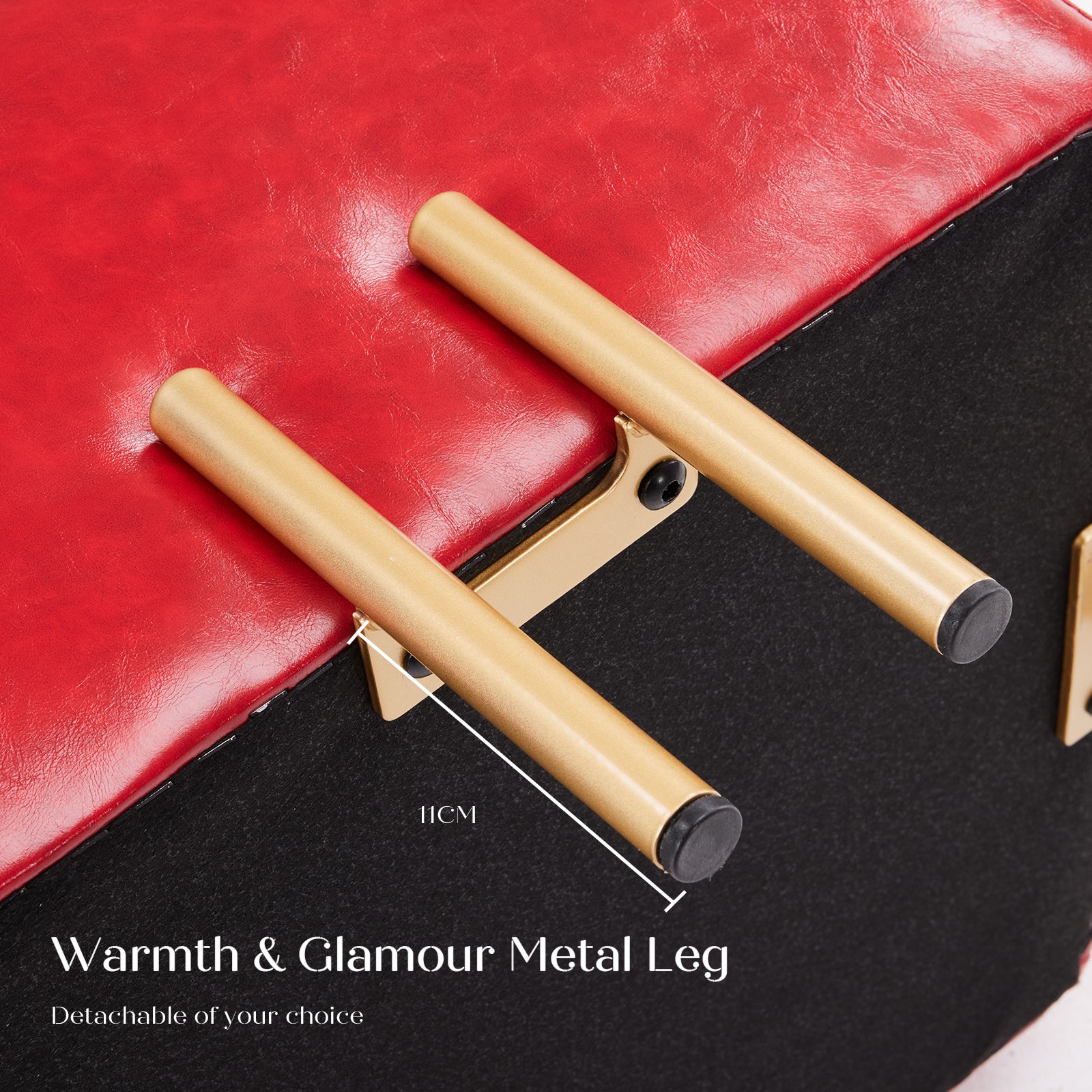 Storage Ottoman Foot Stool Cube Tuffet Seat 45cm PU Leather RED - VogueDecor.au