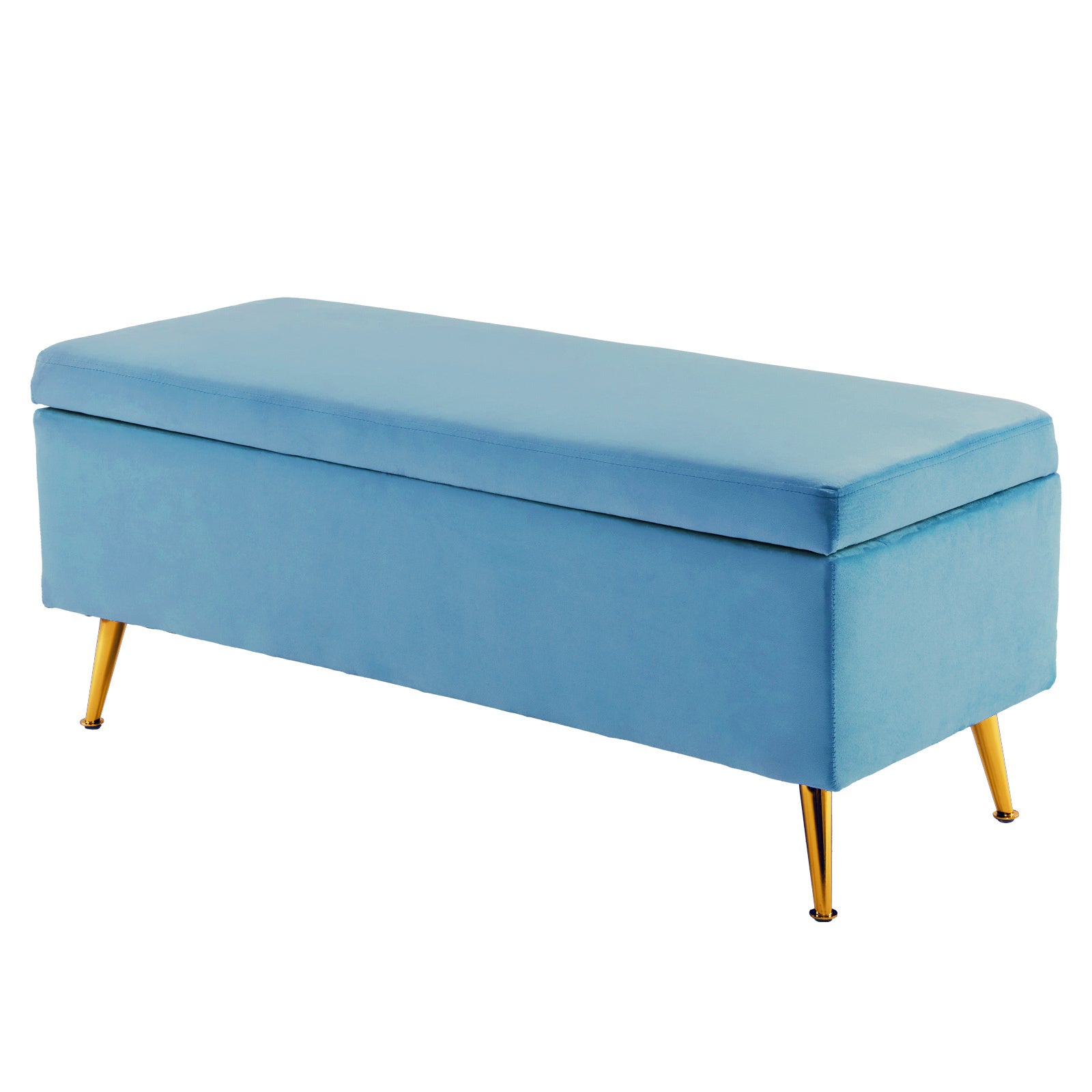 Storage Ottoman Stool Bench Seat 110cm Velvet OCEAN BLUE - VogueDecor.au