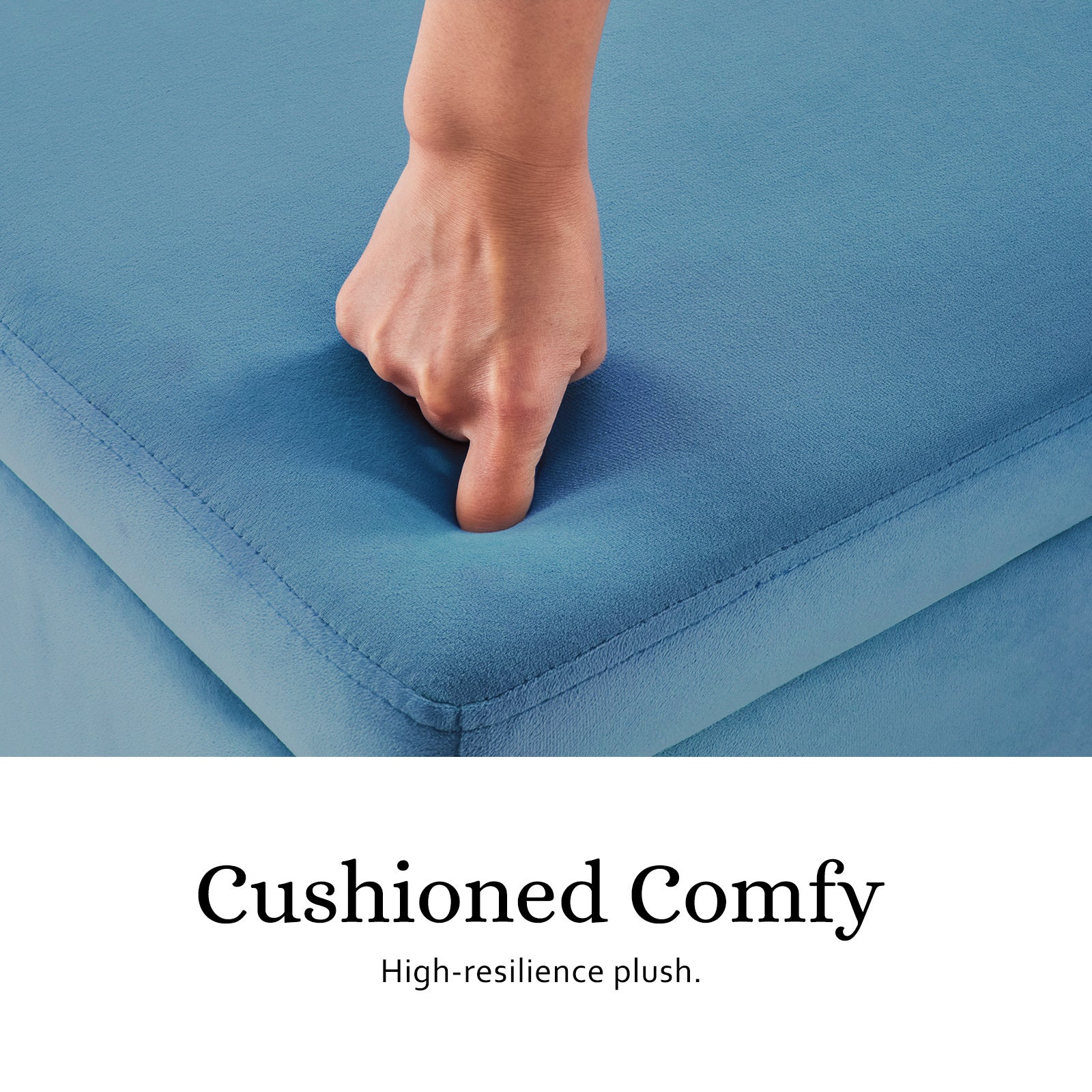 Storage Ottoman Stool Bench Seat 110cm Velvet OCEAN BLUE - VogueDecor.au