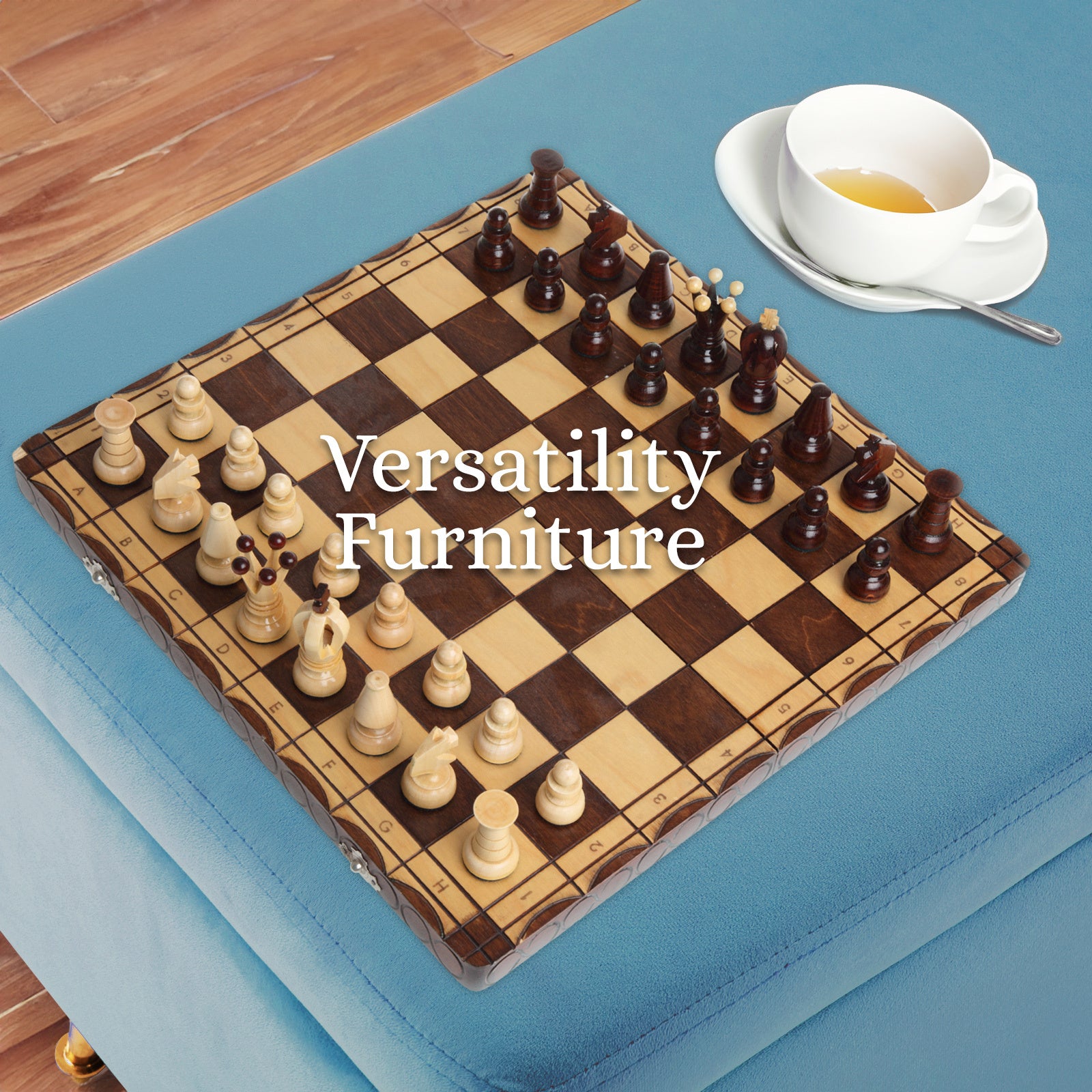 Storage Ottoman Stool Bench Seat 110cm Velvet OCEAN BLUE - VogueDecor.au