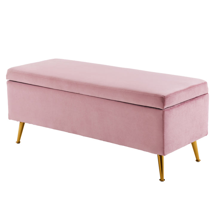 Storage Ottoman Stool Bench Seat 110cm Velvet PINK